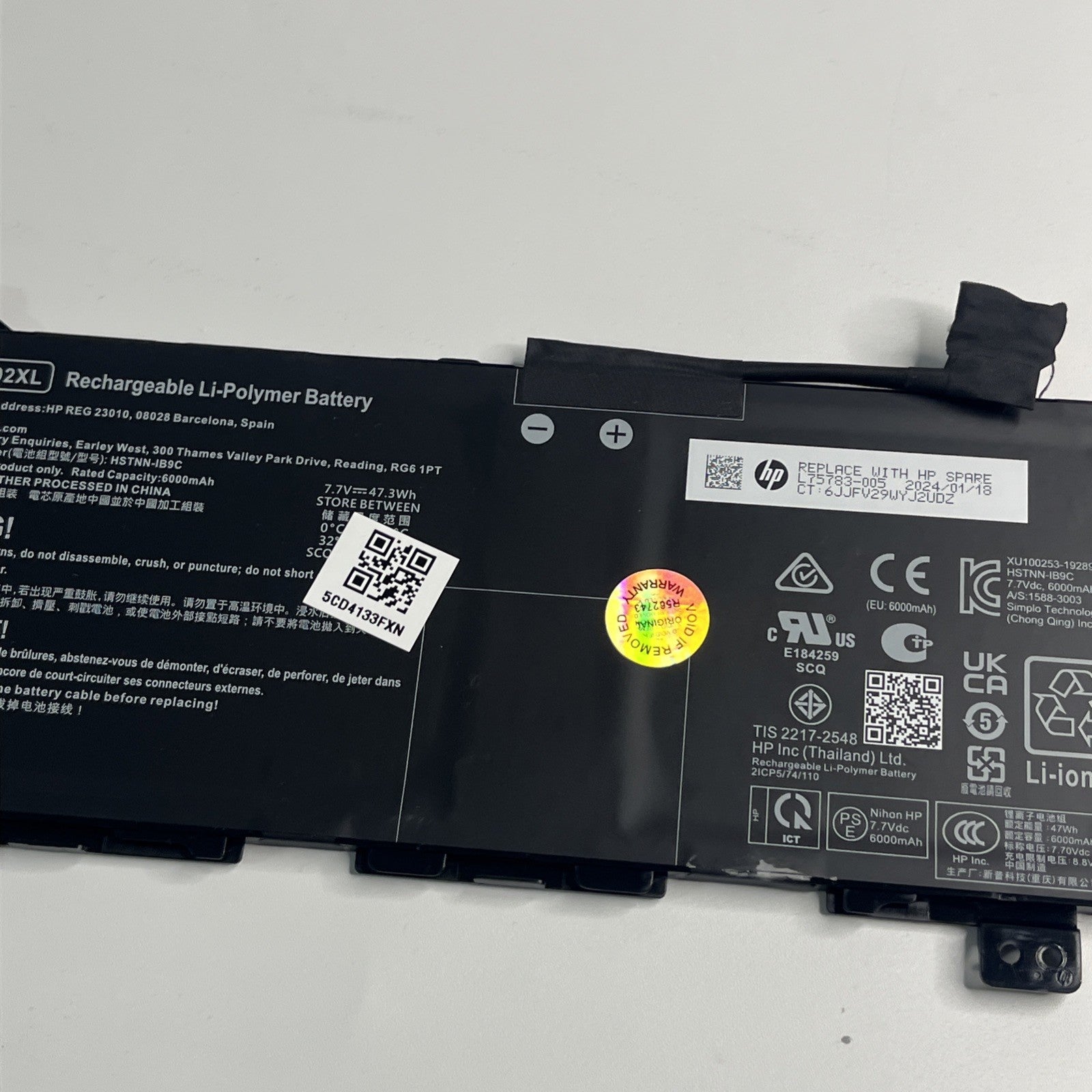 HP ChromeBook 14A-(CA,NA) OEM Li-Polymer Battery 47.3Wh 7.7V 6000mAh L75783-005