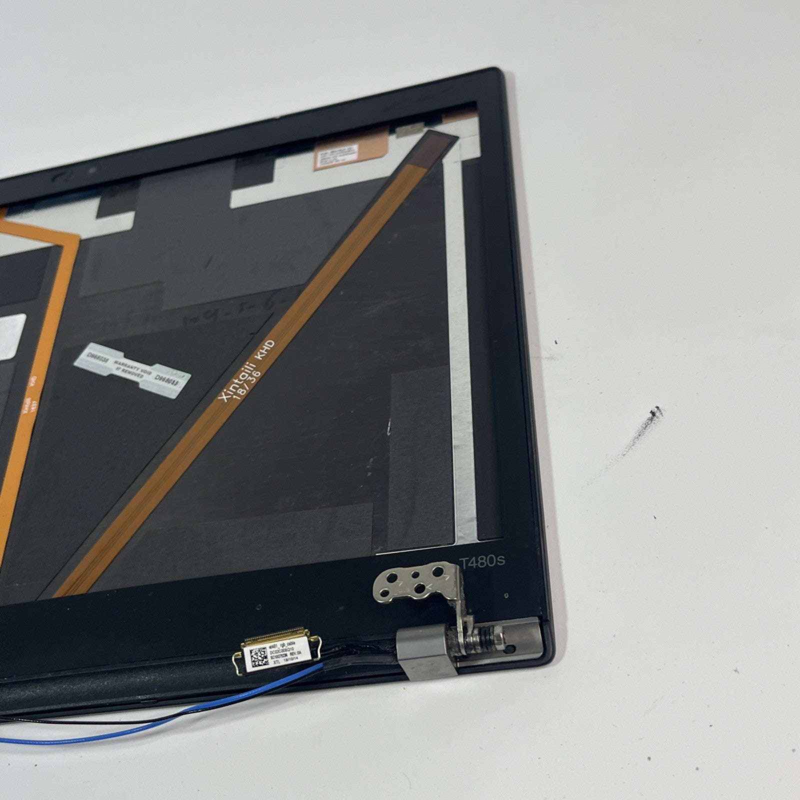 Lenovo ThinkPad T480s Series AQ16Q00060 Complete Top Lid Cover, Cables, Hinges.