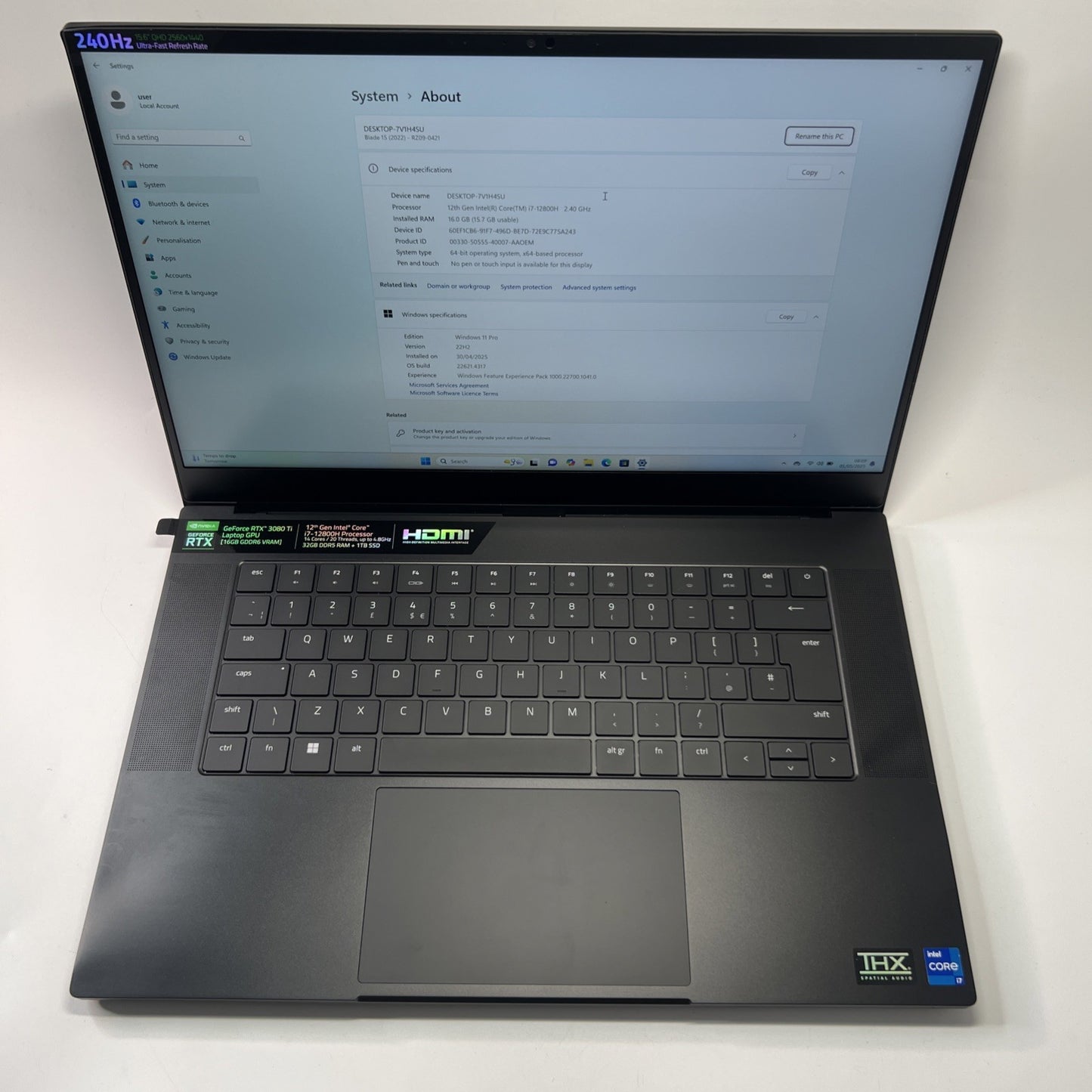 Razer Blade 15 Advanced RZ09-0421 Intel i7-12800H 32GB RAM 1TB SSD RTX 3080Ti
