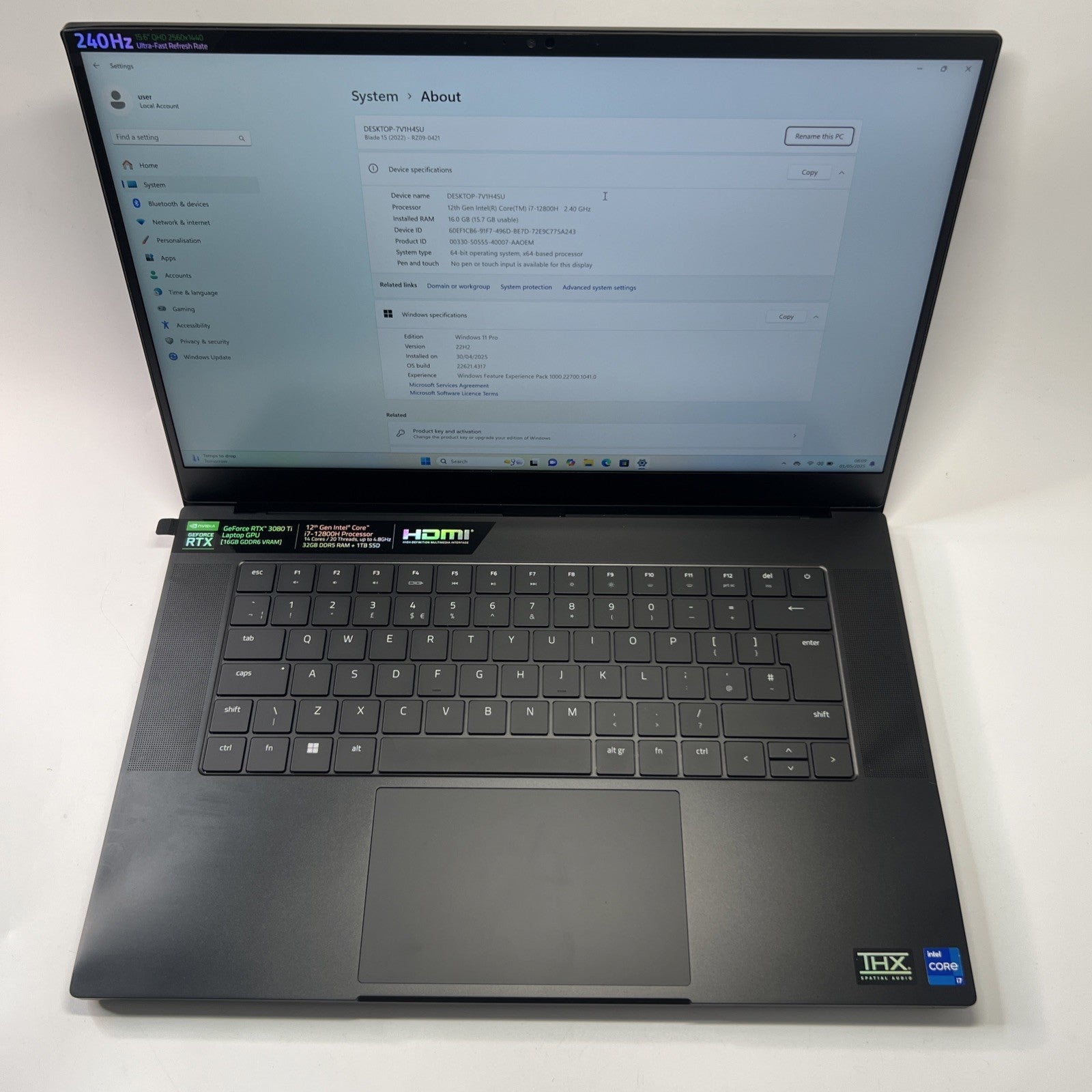 Razer Blade 15 Advanced RZ09-0421 Intel i7-12800H 32GB RAM 1TB SSD RTX 3080Ti