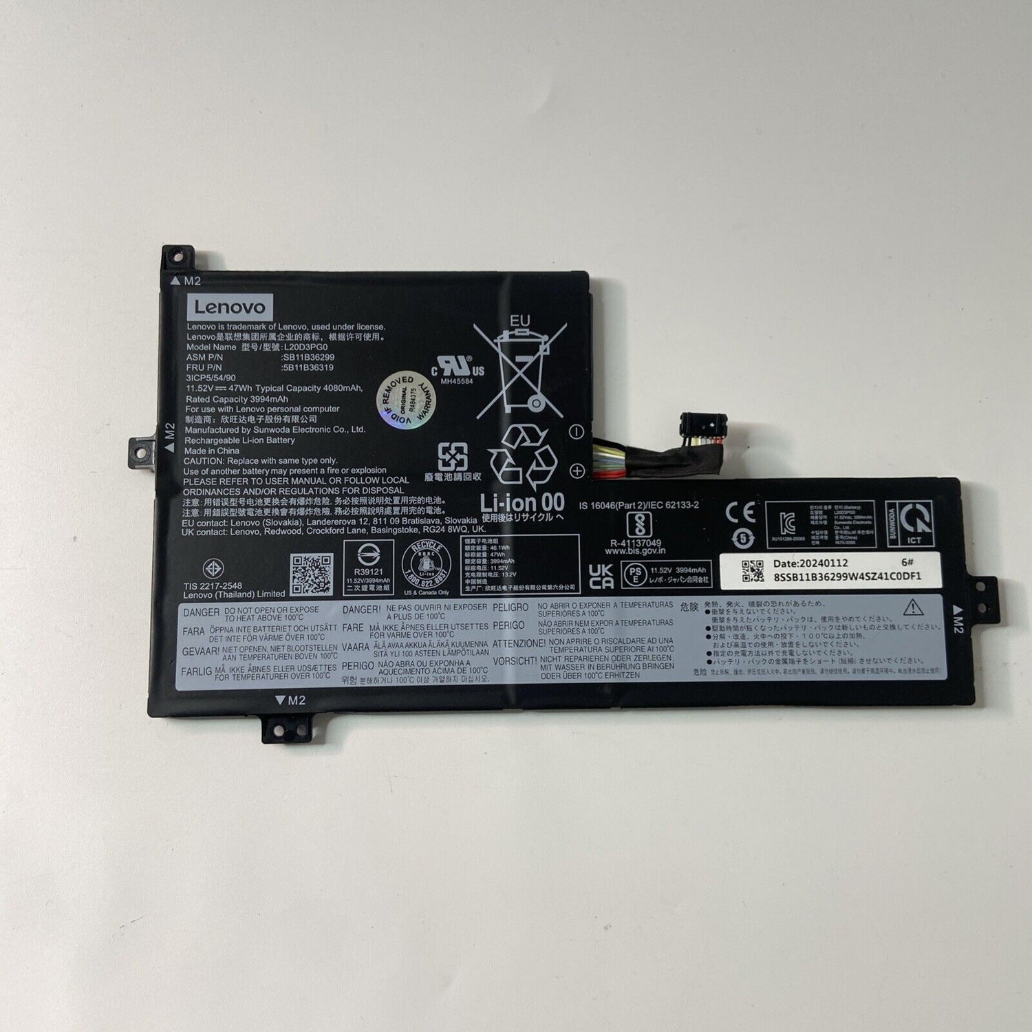 Genuine Lenovo Flex 3 Chrome 15IJL7 Battery L20D36299 47Wh Very Good Health