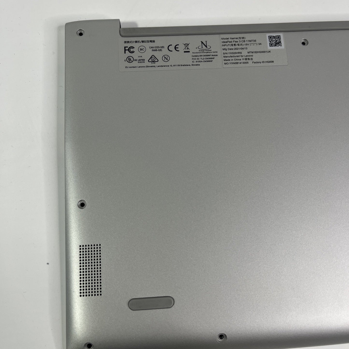 Genuine Silver Lenovo Ideapad Flex 3 CB 11M735  Bottom Base Cover 8S5CB1B