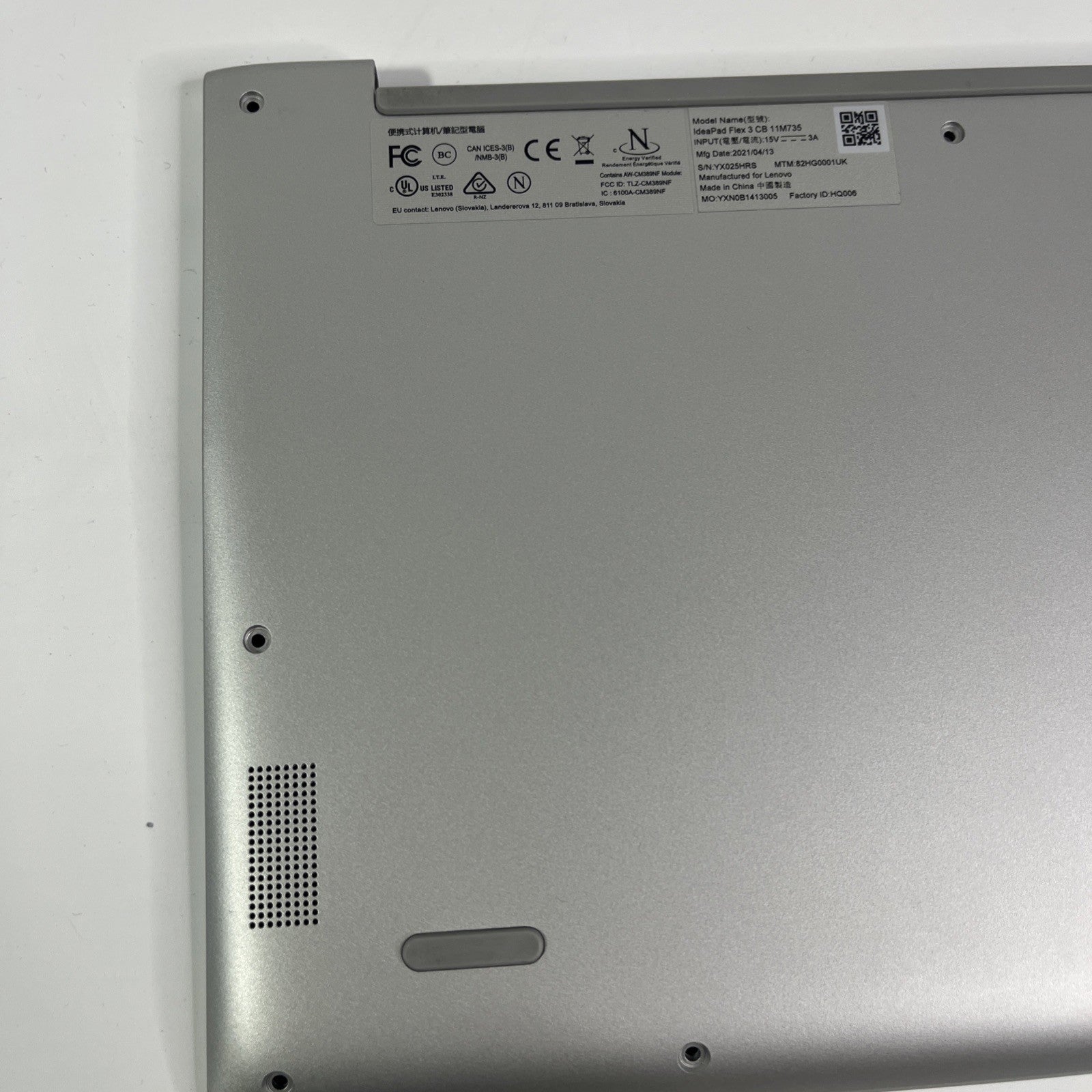 Genuine Silver Lenovo Ideapad Flex 3 CB 11M735  Bottom Base Cover 8S5CB1B