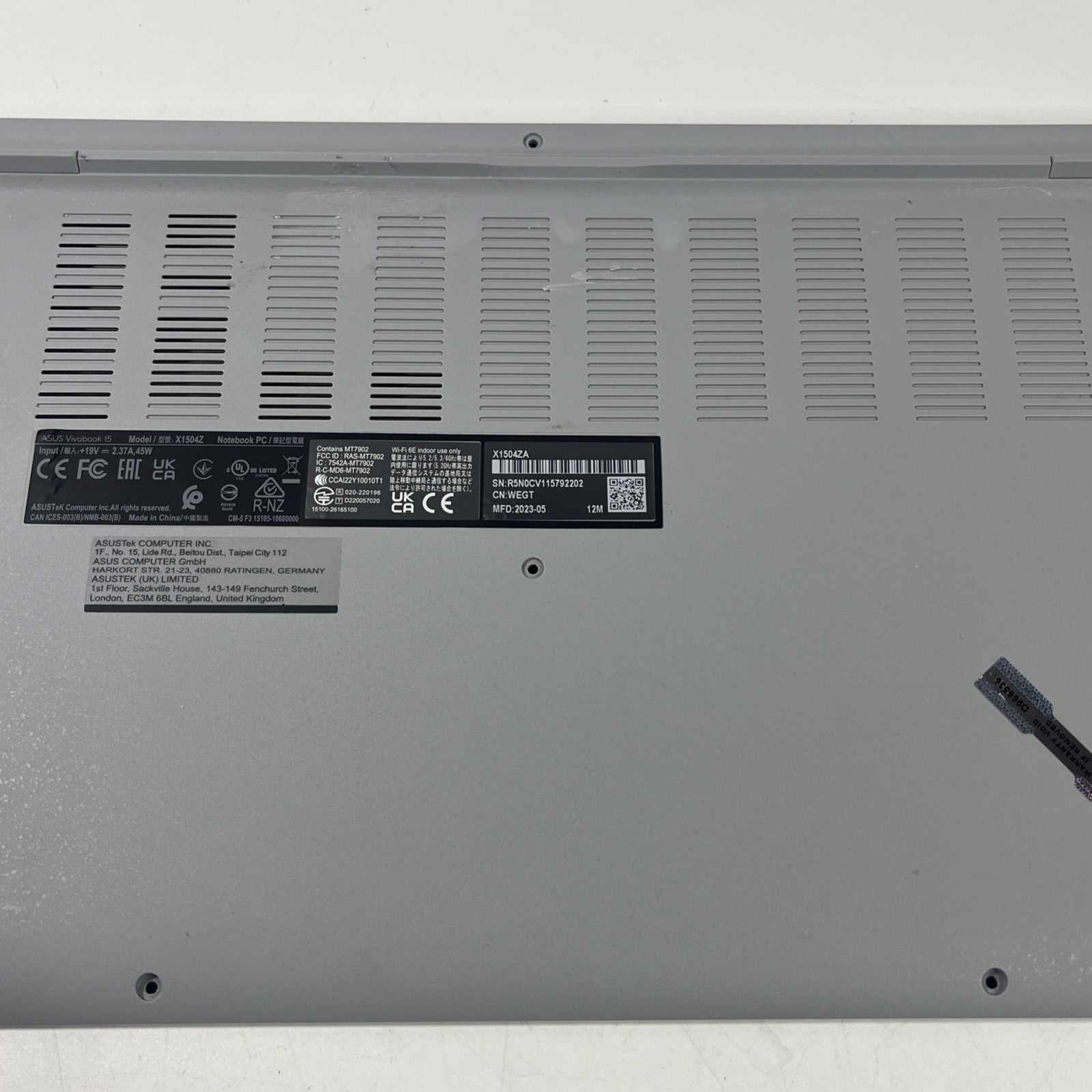 Genuine Silver Asus Vivobook 15 X1505ZA Base Cover Bottom Case 13N1-Gca0901