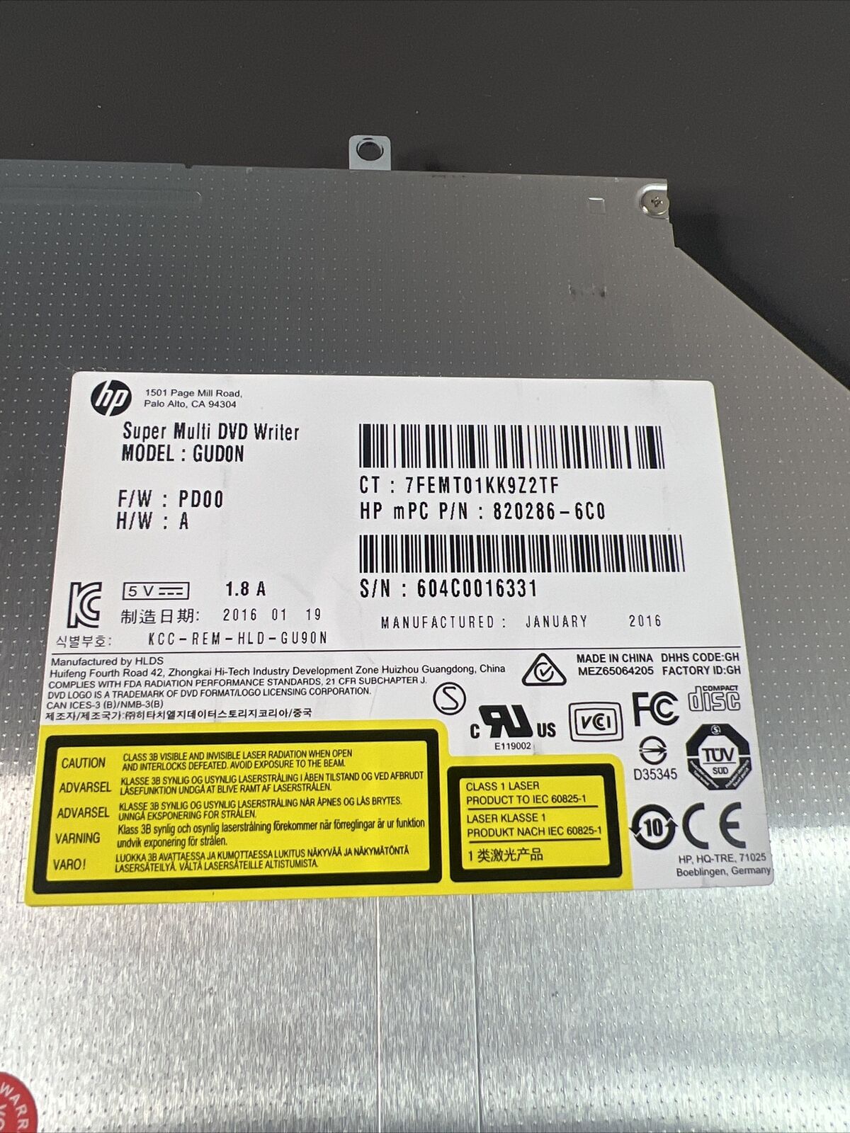 HP 15-ac series Super Multi DVD Writer Drive 15-AC149NS 820286-6C0
