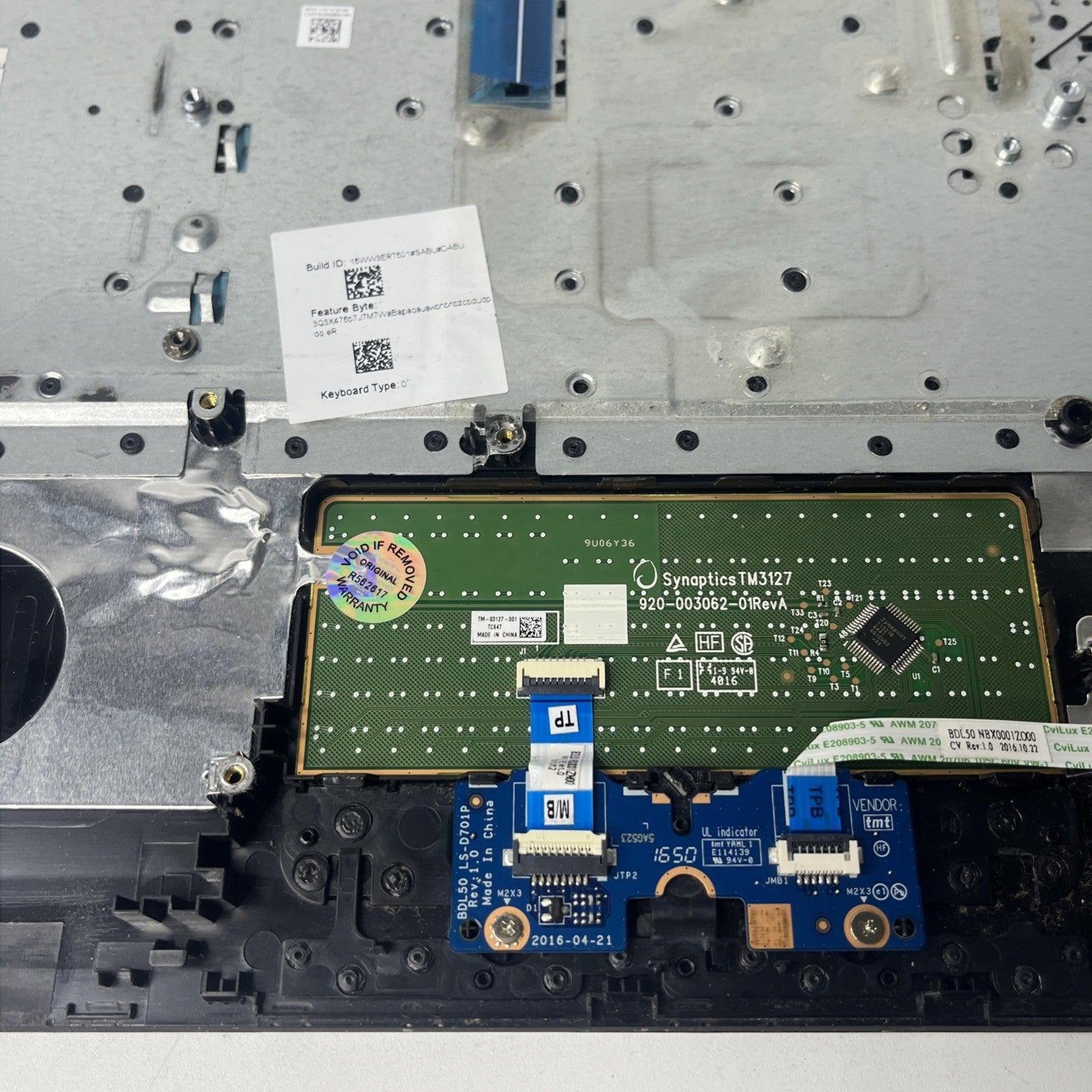 Genuine Silver HP 255 G5 Notebook Palmrest Keyboard And Touchpad.