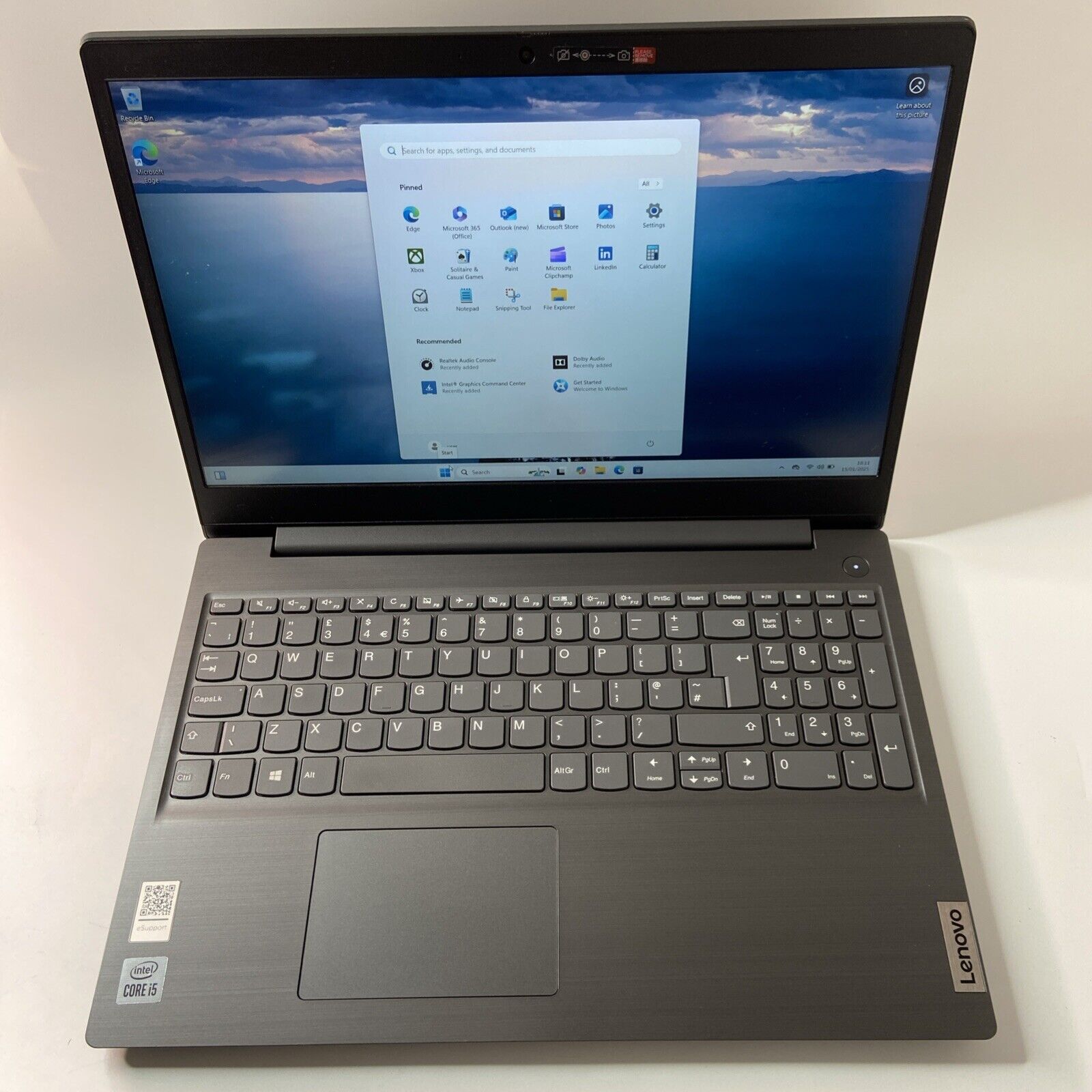 Lenovo V15 IML 15.6” FHD Laptop - Intel Core i5-10210U 8GB RAM 256GB SSD Win 11