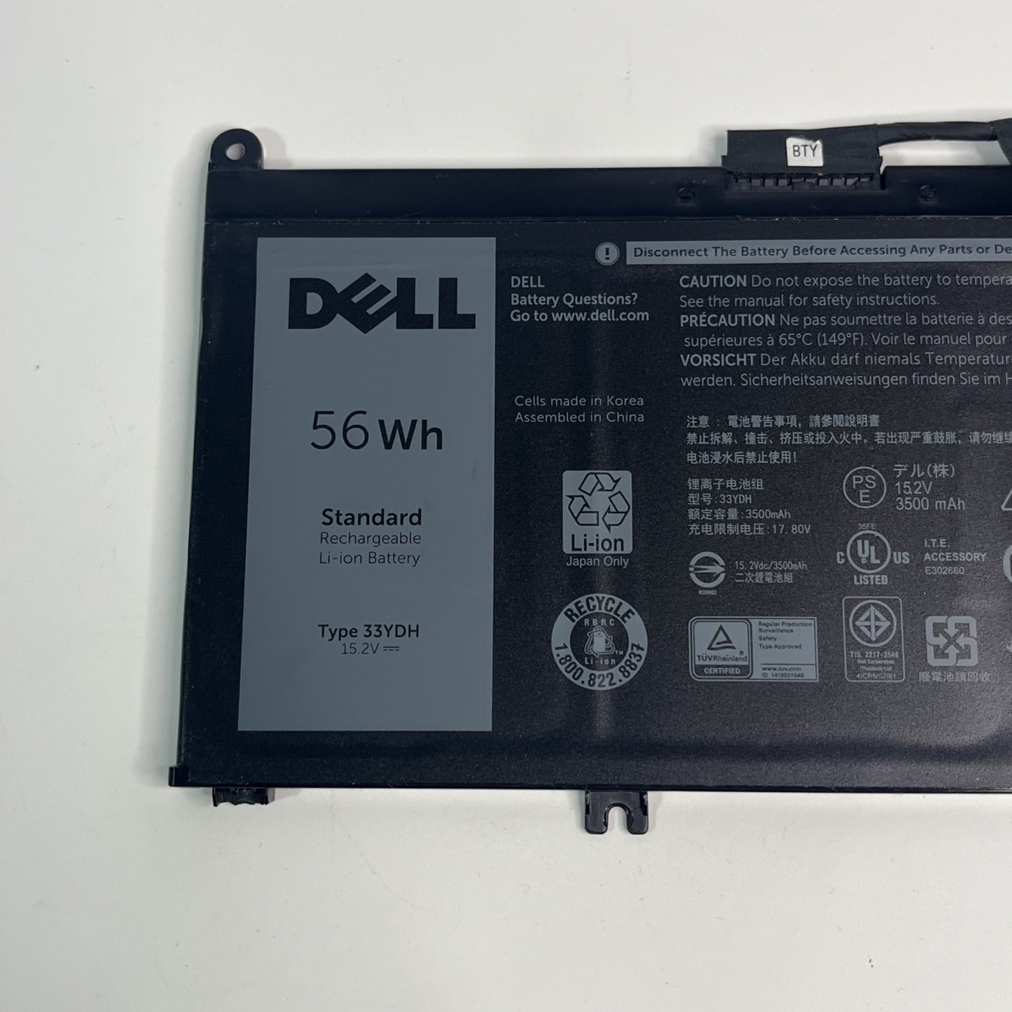 Genuine Dell 33YDH  3500mAh 56Wh Laptop Laptop Battery Good Health