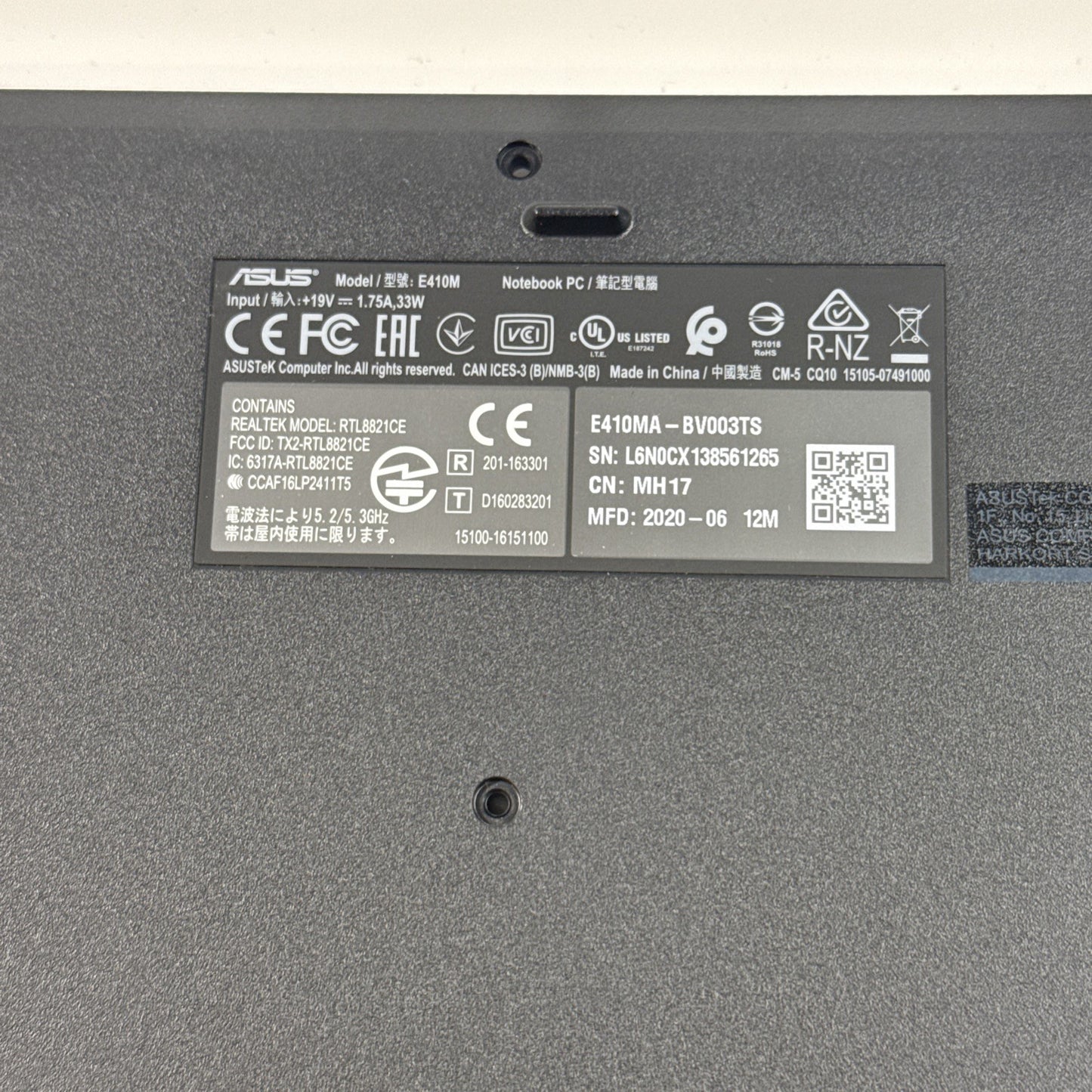 GENUINE Asus E410M,L410M,E410K Bottom Base Chassis Cover Black 3CBKWBAJN00. #G A