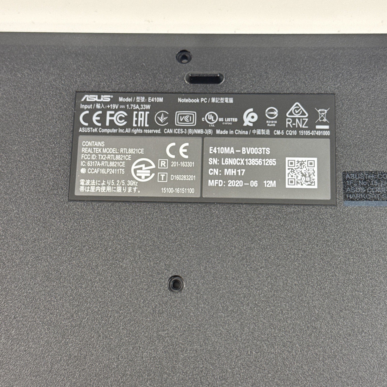 GENUINE Asus E410M,L410M,E410K Bottom Base Chassis Cover Black 3CBKWBAJN00. #G A