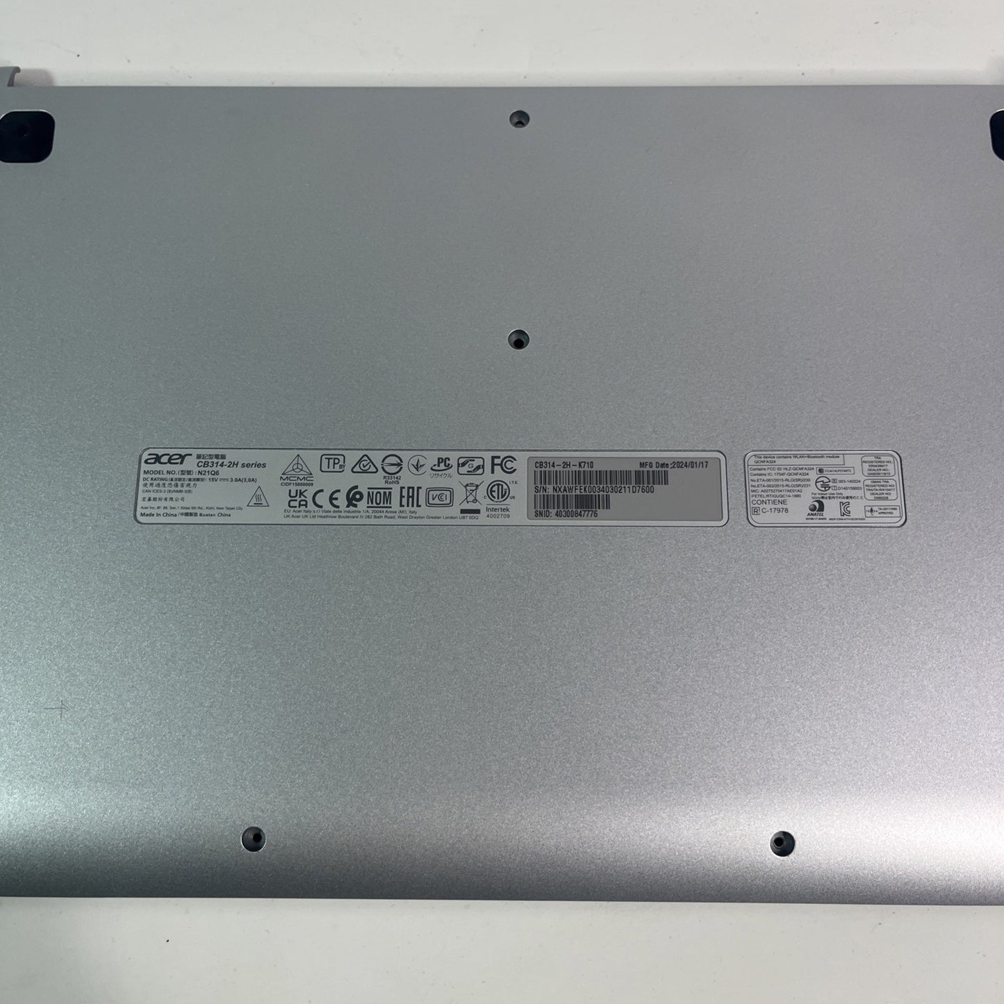 Genuine Silver  Acer Chromebook CB314-2H Bottom Base Cover JTEEAZD