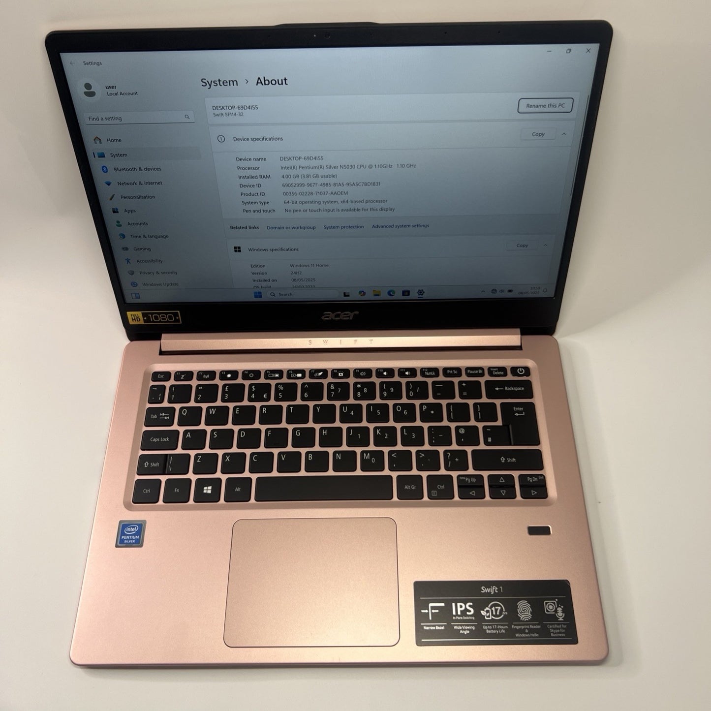 Acer Swift 1 SF114-32 Intel - Pentium N5030 4GB RAM 256GB SSD Windows 11 