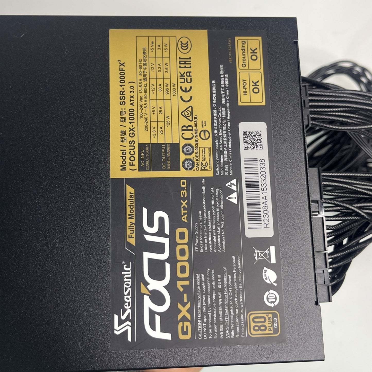 Seasonic Focus Gold Modular Power Supply GX-1000 ATX 3.0 1000W 80