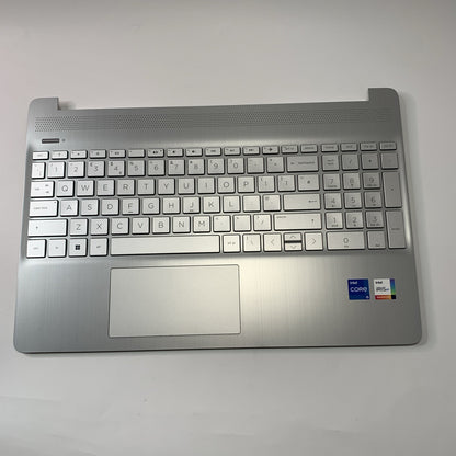 Genuine HP 15S-FQ 15S-EQ Complete Palmrest Cover UK Keyboard Silver L63578-031