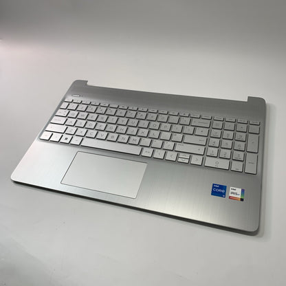 Genuine HP 15S-FQ 15S-EQ Complete Palmrest Cover UK Keyboard Silver L63578-031