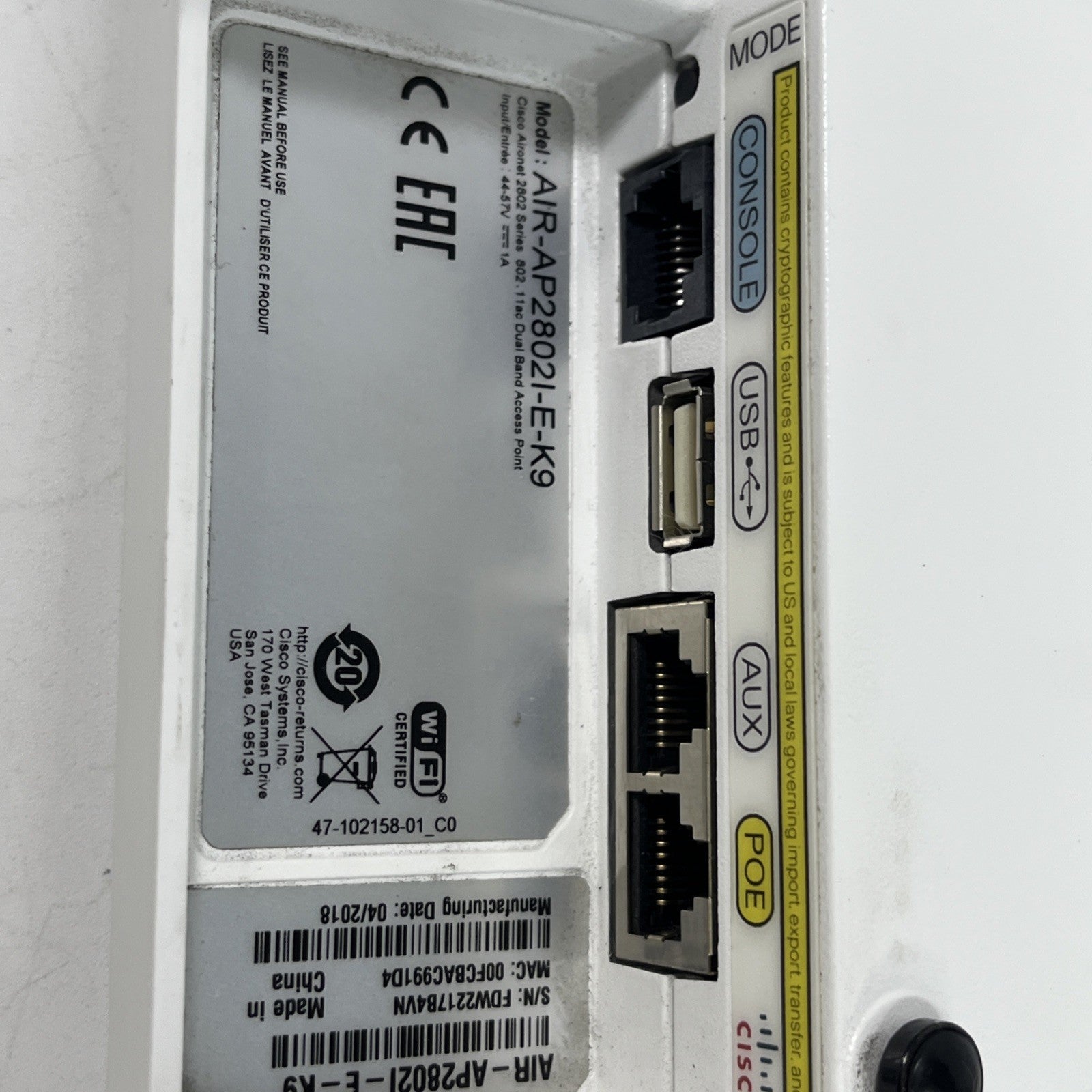Cisco AIR-AP2802I-E-K9 Aironet 2802i Radio Access Point