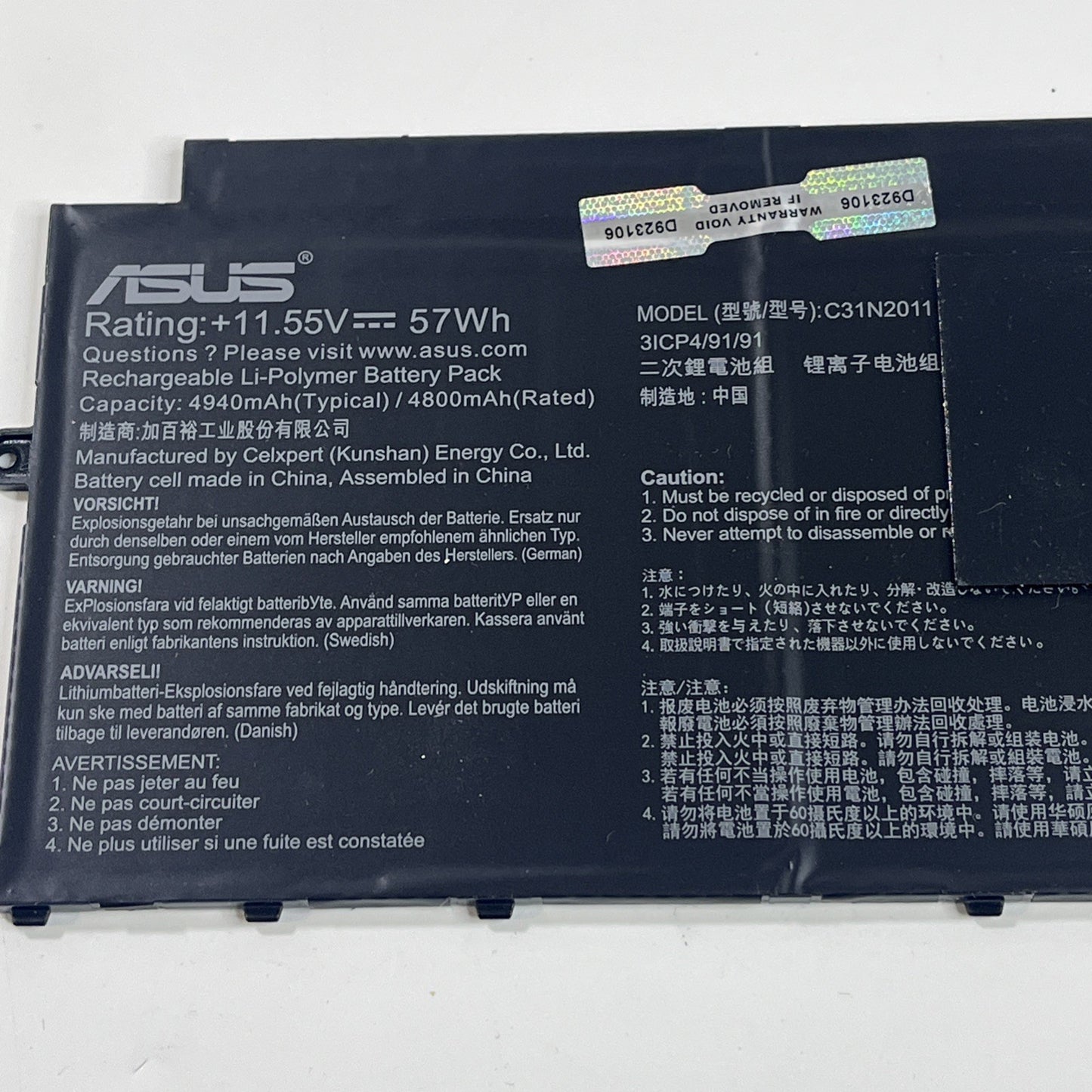 Genuine Asus C31N2011 Laptop Battery forCX5500FE Series. GOOD Health.