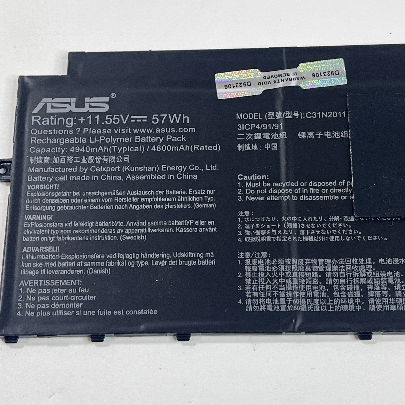 Genuine Asus C31N2011 Laptop Battery forCX5500FE Series. GOOD Health.