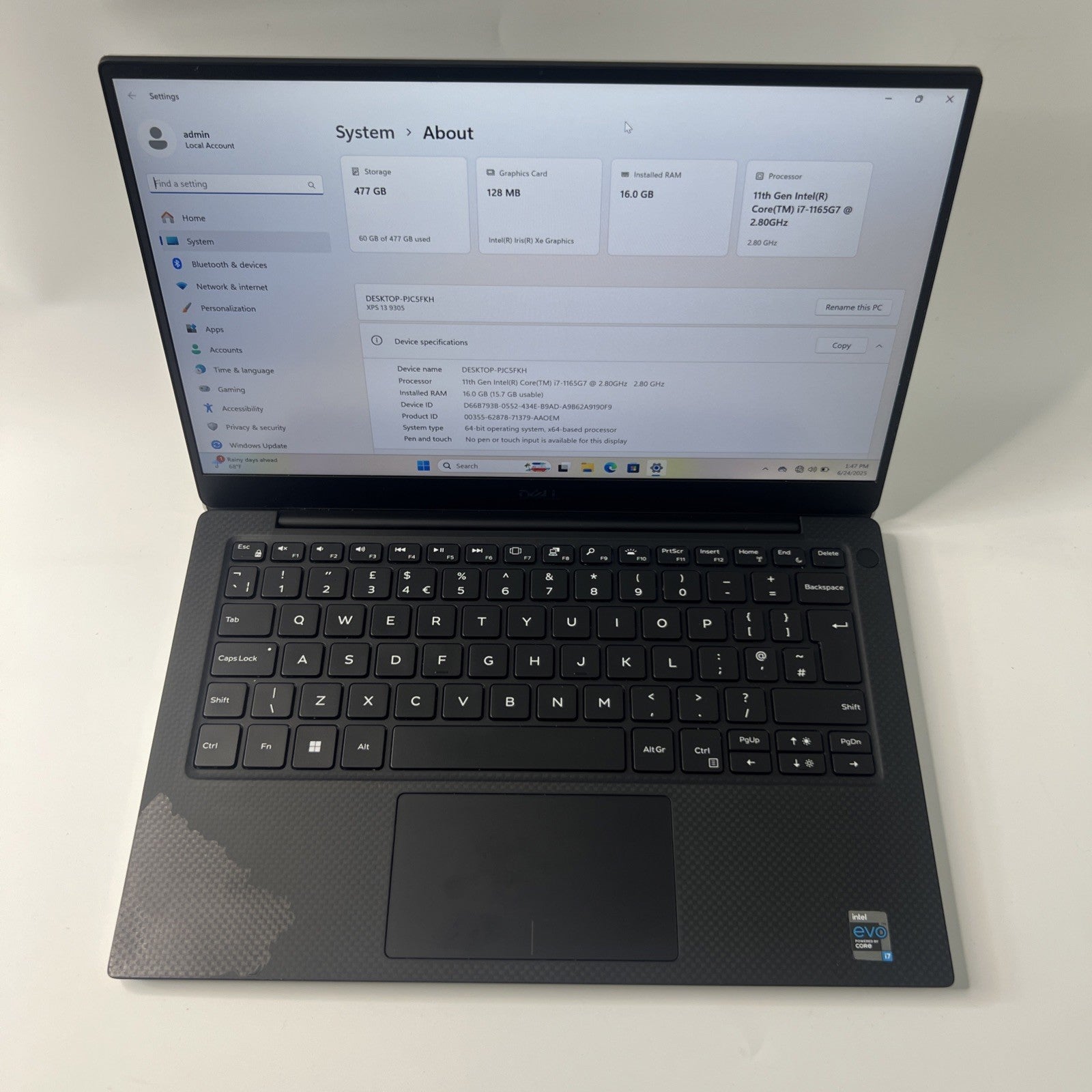 Dell XPS 13 9305 Intel Core i7-1165G7 16GB RAM 512 SSD Windows 11 Laptop