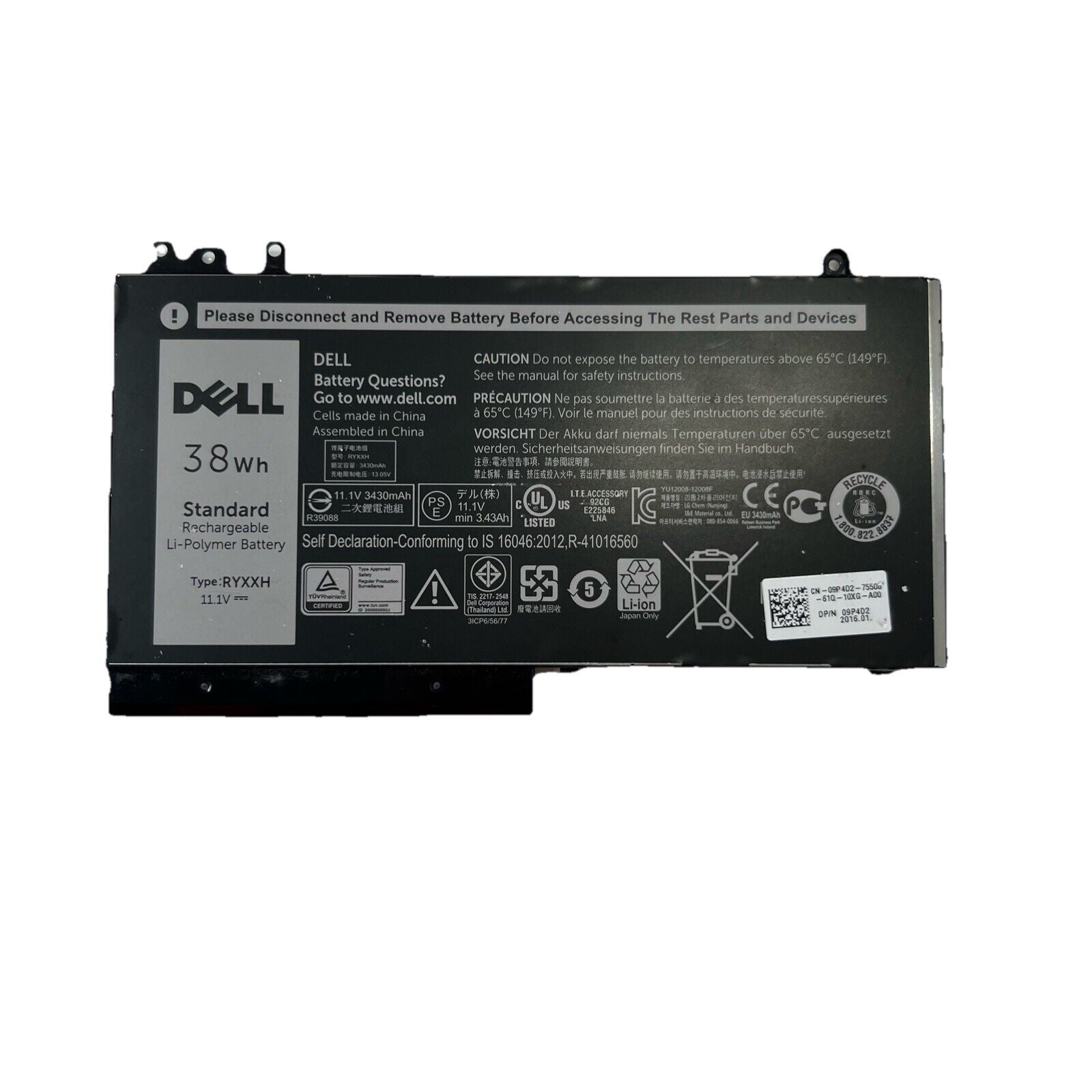 Genuine Battery RYXXH For Dell Latitude 12 E5450 E5550 E5250 E5270 09P4D2