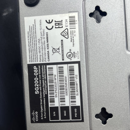 Cisco sg200-08p Gigabit Poe Smart Switch UNIT ONLY, NO PSU!