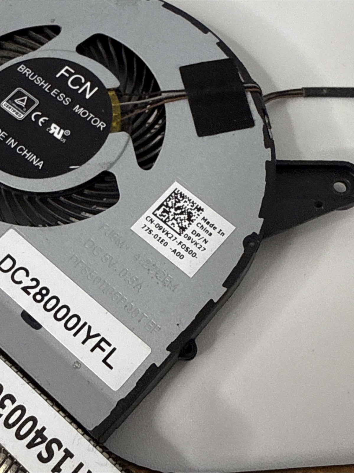 Dell Latitude 5580 CPU Heatsink and Cooling Fan 09VK27 02K3PX