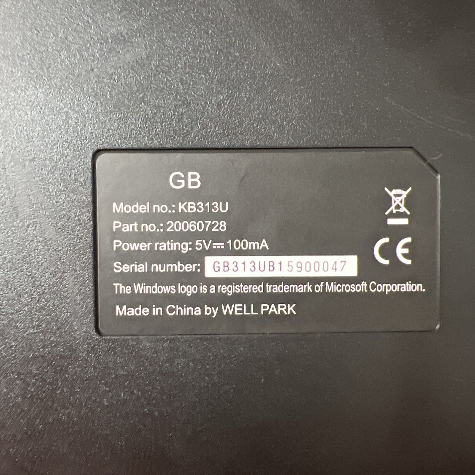 PC Wired UK Keyboard Keyboard PC Keyboard KB313U 20060728