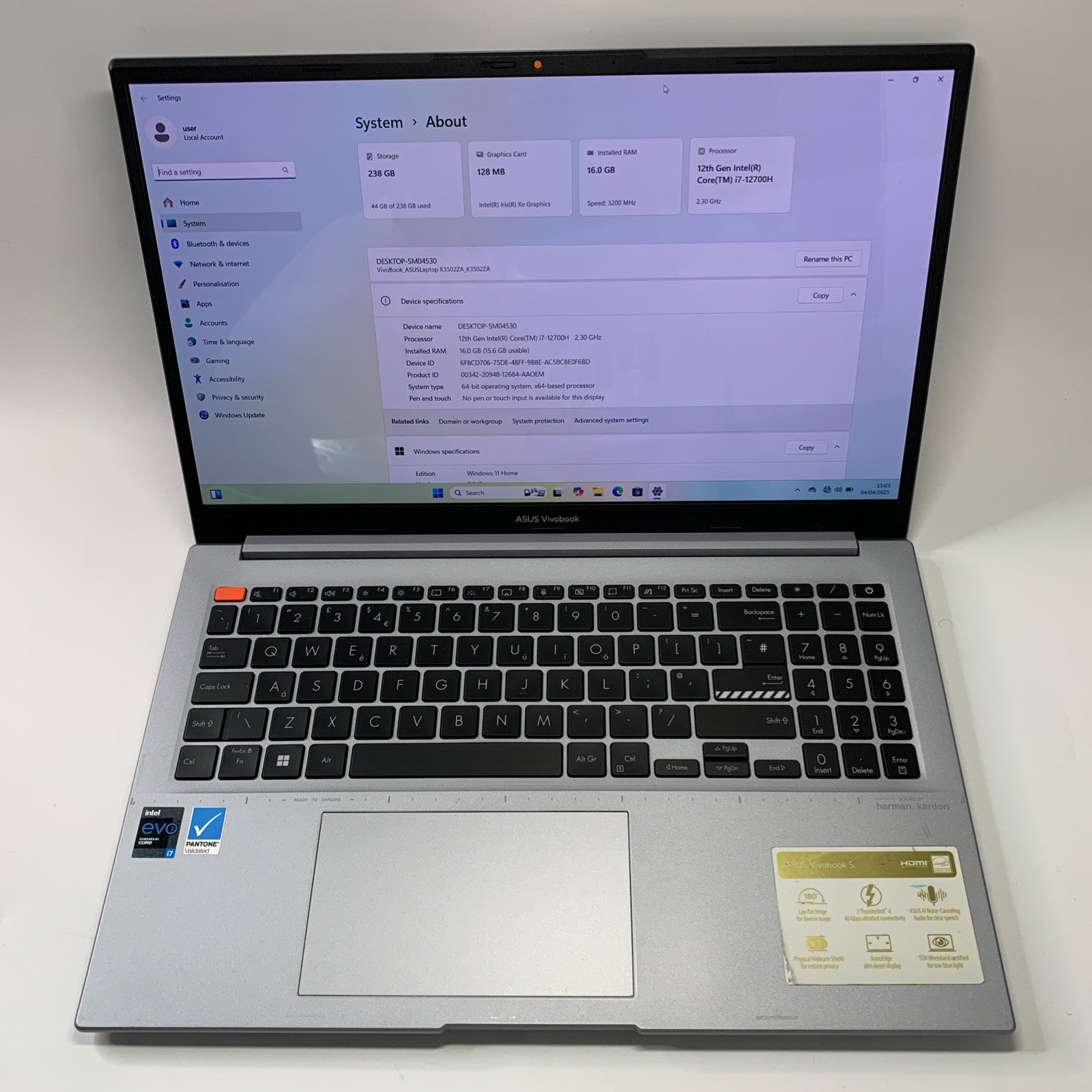 ASUS Vivobook S15 K3502ZA 15.6 OLED Laptop Intel i7-12700H 16GB RAM 256GB SSD