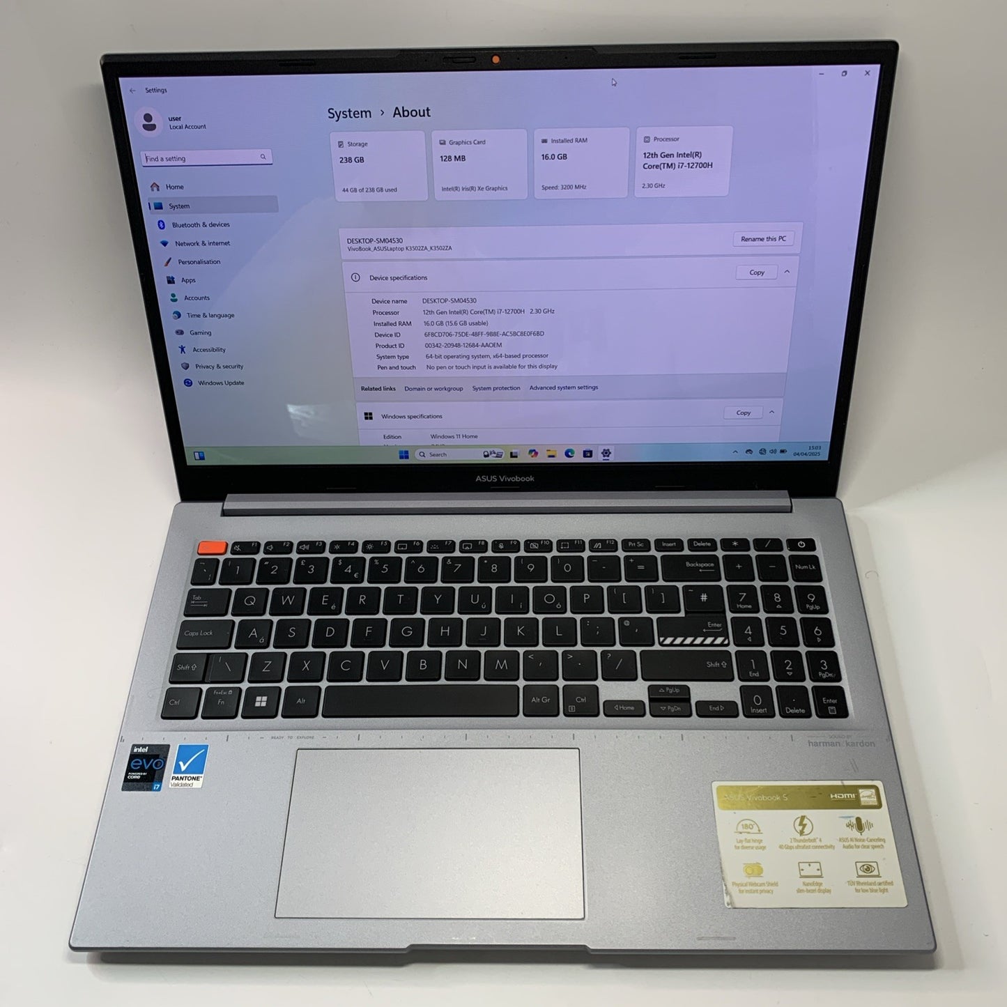 ASUS Vivobook S15 K3502ZA 15.6 OLED Laptop Intel i7-12700H 16GB RAM 256GB SSD