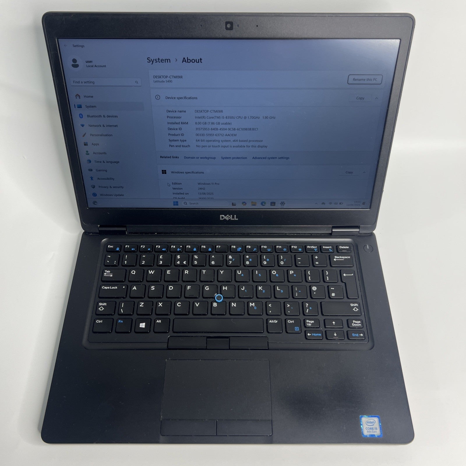 Dell Latitude 5480 Core i5-8th Gen 8GB RAM 256GB SSD 14" FHD  Windows 11 pro