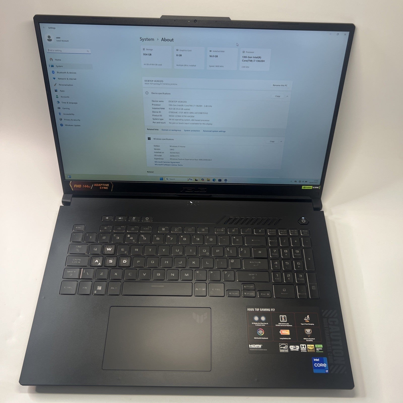 ASUS TUF Gaming F17 Gaming Laptop Intel i7-13620H RTX 4070 16GB RAM 1TB SSD