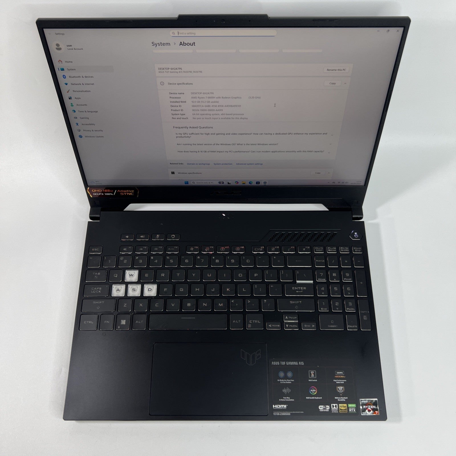 ASUS TUF A15 Gaming Laptop AMD Ryzen 7-6800H RTX 3070 16GB RAM 512GB SSD