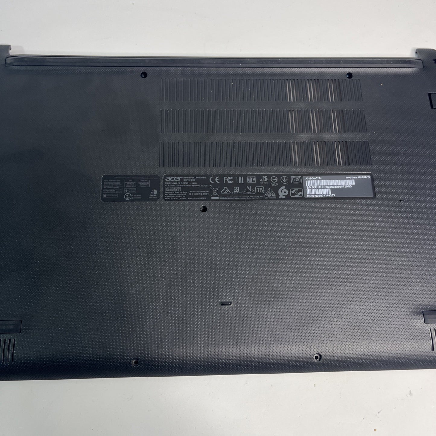 Genuine Acer Aspire 3 A315-34 Base Cover Bottom Case Black NC210110SF029 Grade A