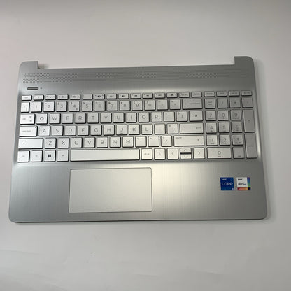 Genuine HP 15S-FQ 15S-EQ Complete Palmrest Cover UK Keyboard Silver L63578-031