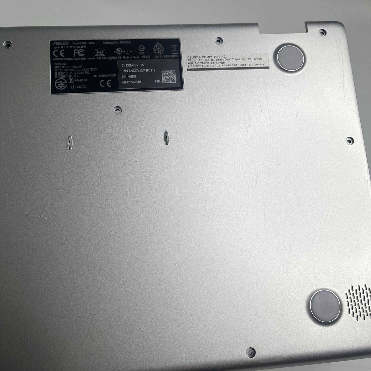 Genuine Asus C423NA-BV0158 Grey Bottom Base 13N1-63A0601