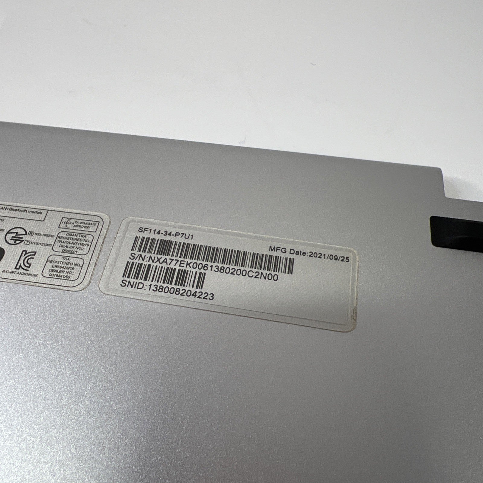 Acer Swift SF114-33 SF114-34 Silver Base Bottom Cover NC210110ZQ 60.HYSN8.001