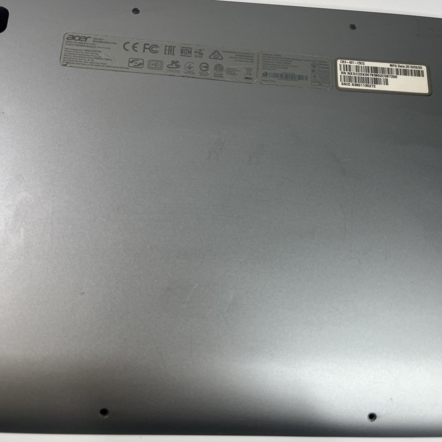 Genuine Acer Chromebook CB3-431 Bottom Base Cover Sliver 13n0-G1A0503