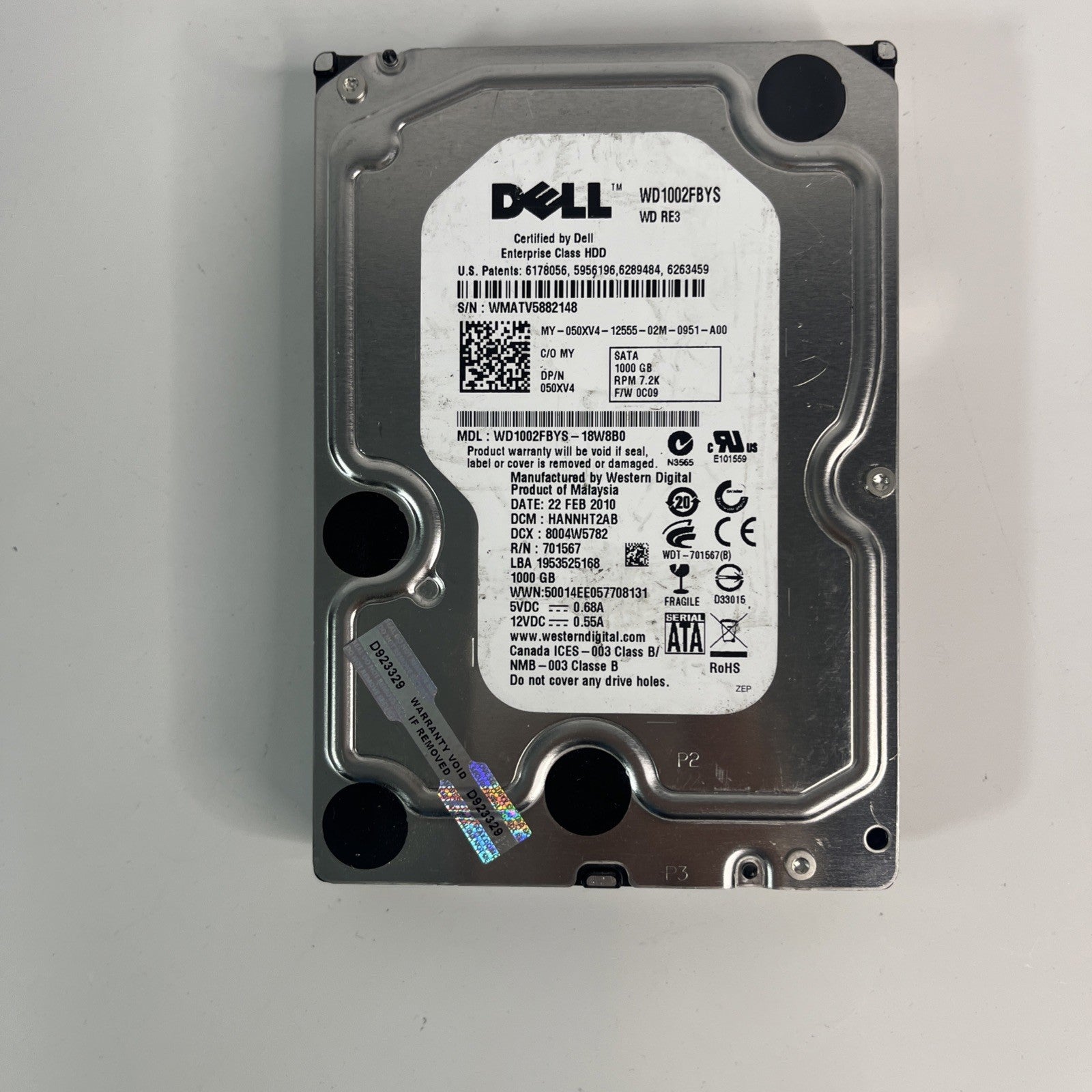 Dell 1TB, 7200 RPM WMATV5882148 , 3.5 inch Internal Desktop Drive - 050XV4