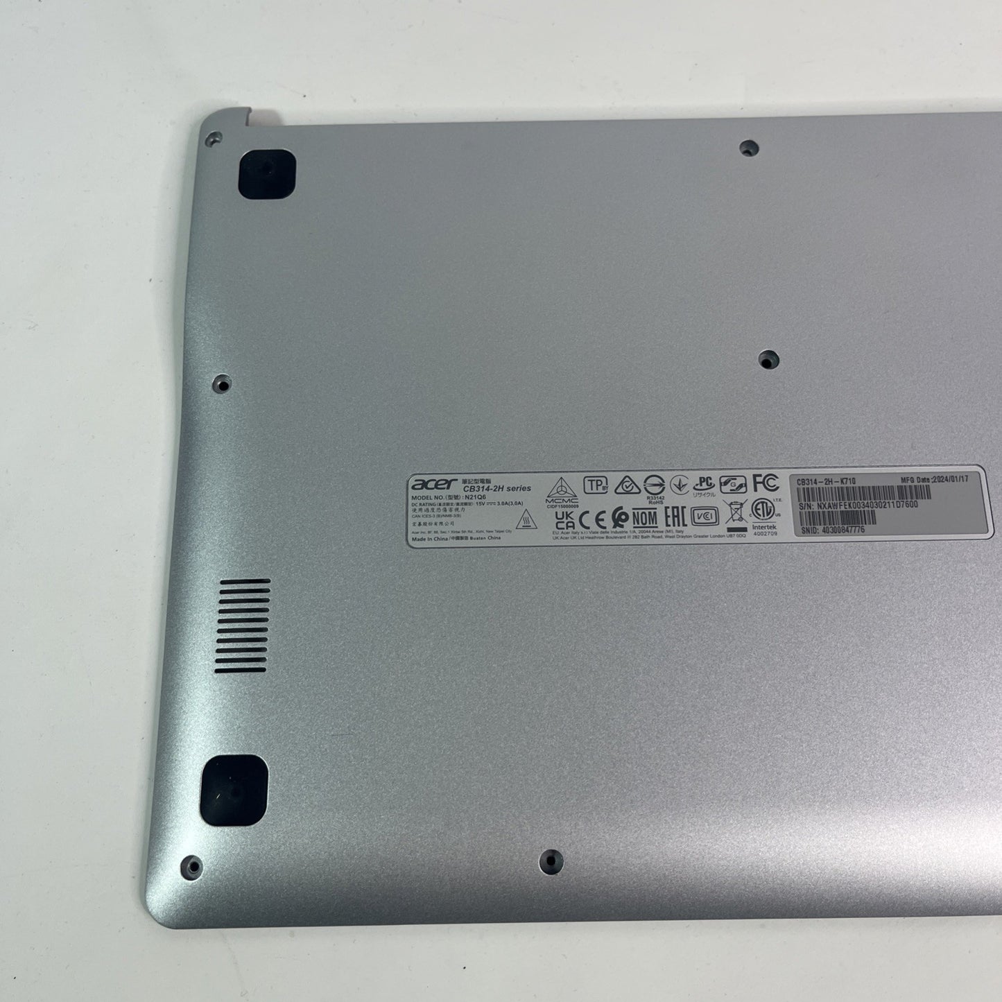 Genuine Silver  Acer Chromebook CB314-2H Bottom Base Cover JTEEAZD