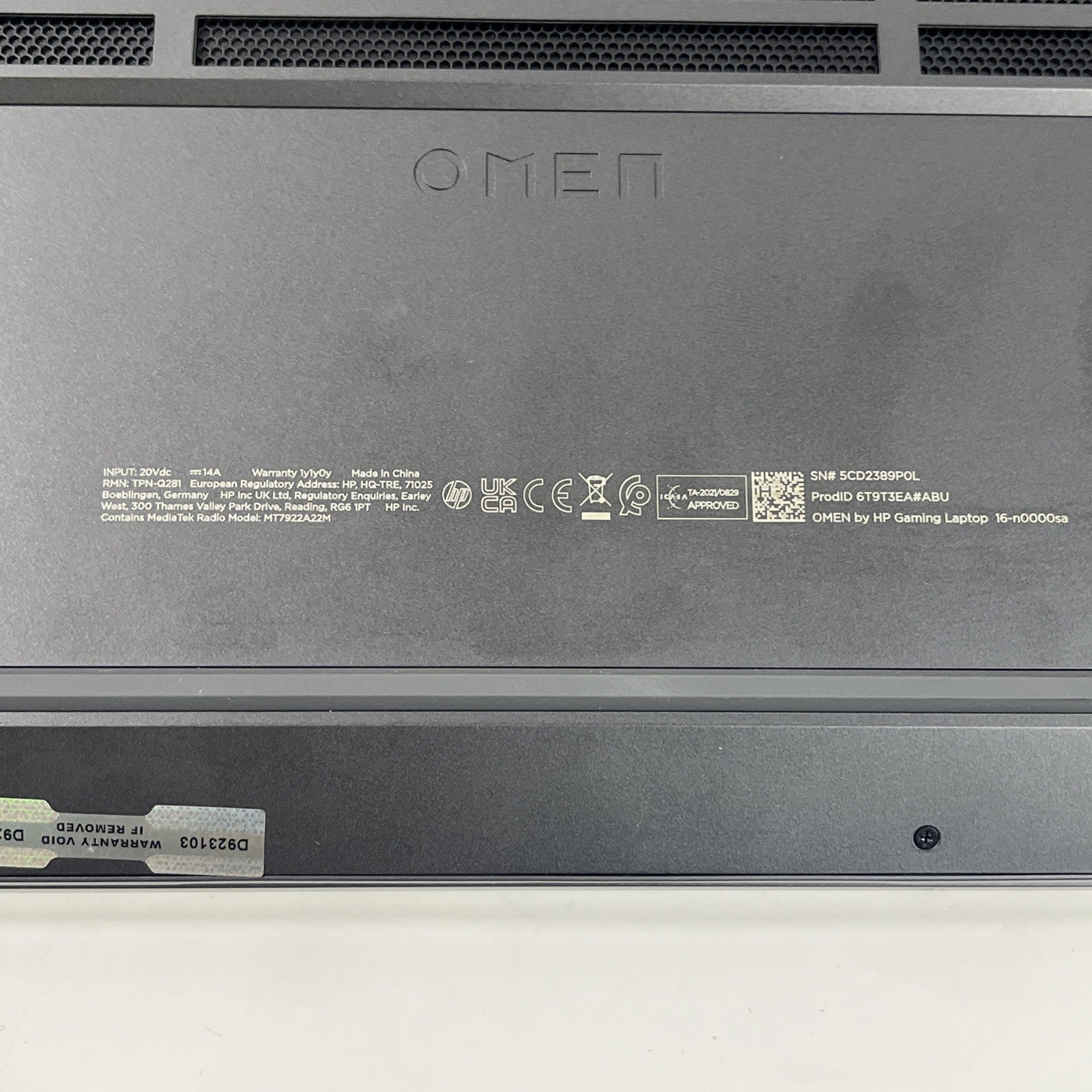 HP OMEN 16-n000sa Ryzen  7 6800H 16GB RAM 512GB SSD RTX 3070TI . #G C