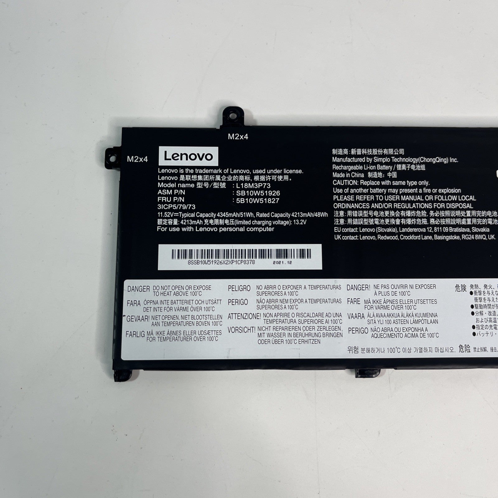 Genuine L18M3P73 Battery for Lenovo P14s Gen2 Good Health