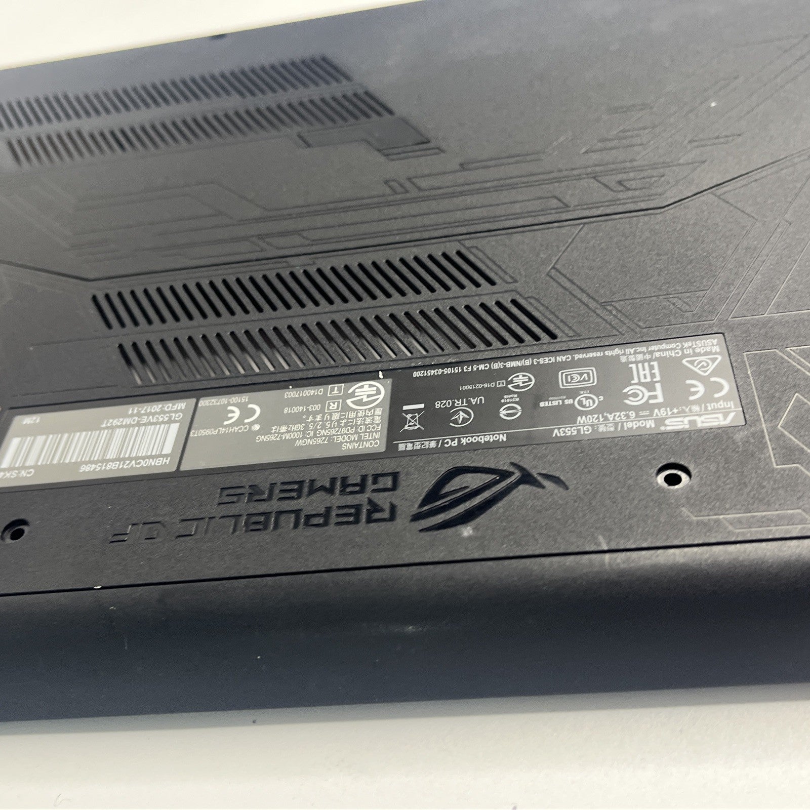 Asus ROG GL553V GL553VE GL553VD GL553VW Bottom case black 13N1-0BA0101