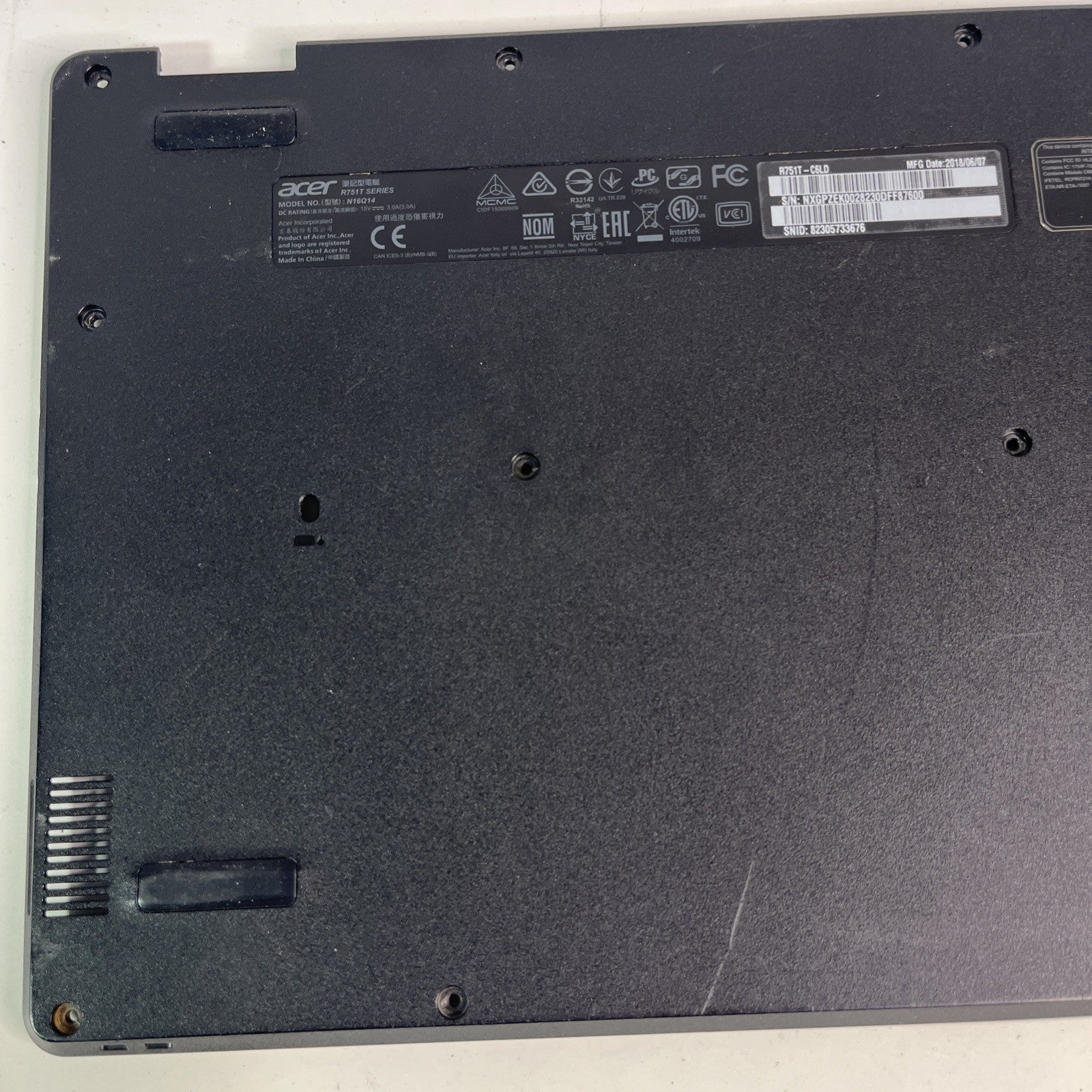 Genuine Black Acer Chromebook R751T-C6 Bottom Case Cover TFQ37ZH