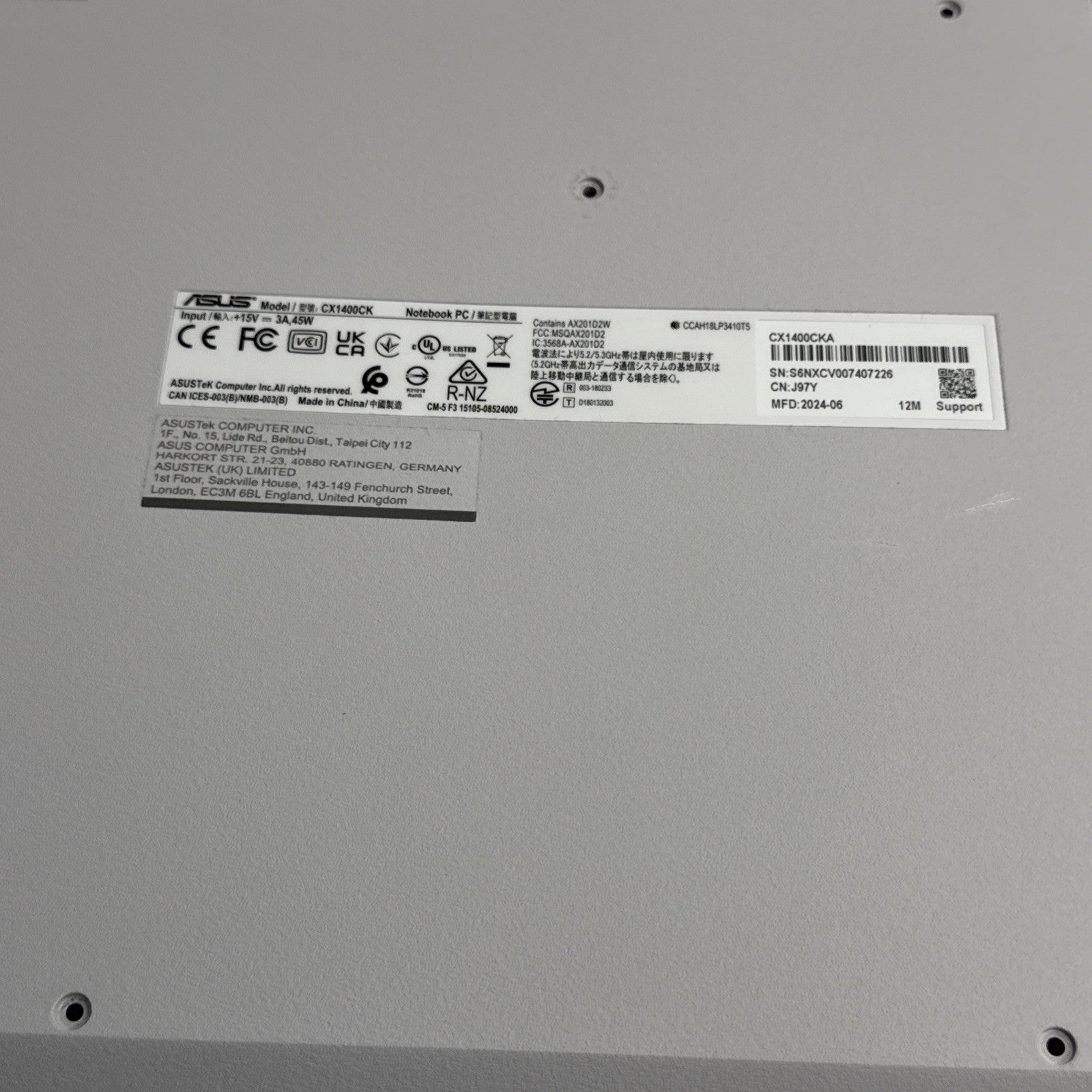 Asus Chromebook CX1400CK Bottom Base Cover 13N1-FAA0701