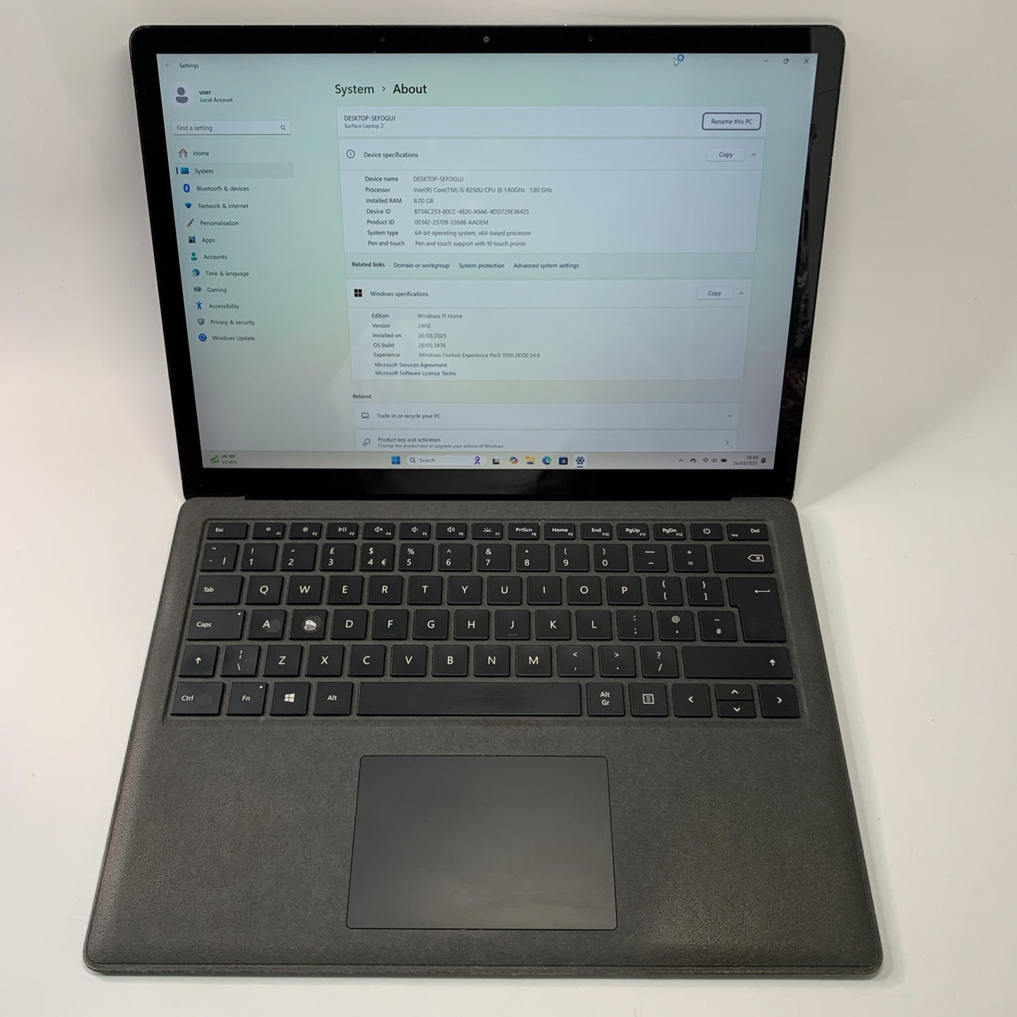 Microsoft Surface Laptop 2 13.5 inch 256GB Intel Core i5-8250U 8GB Touchscreen