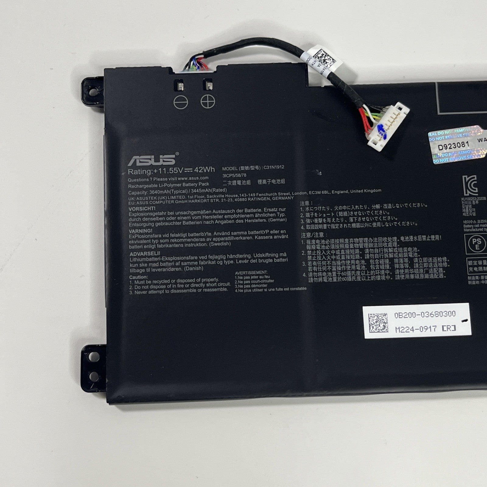 Genuine Asus C31N1912 Laptop Battery for L410M Series. GOOD Health.