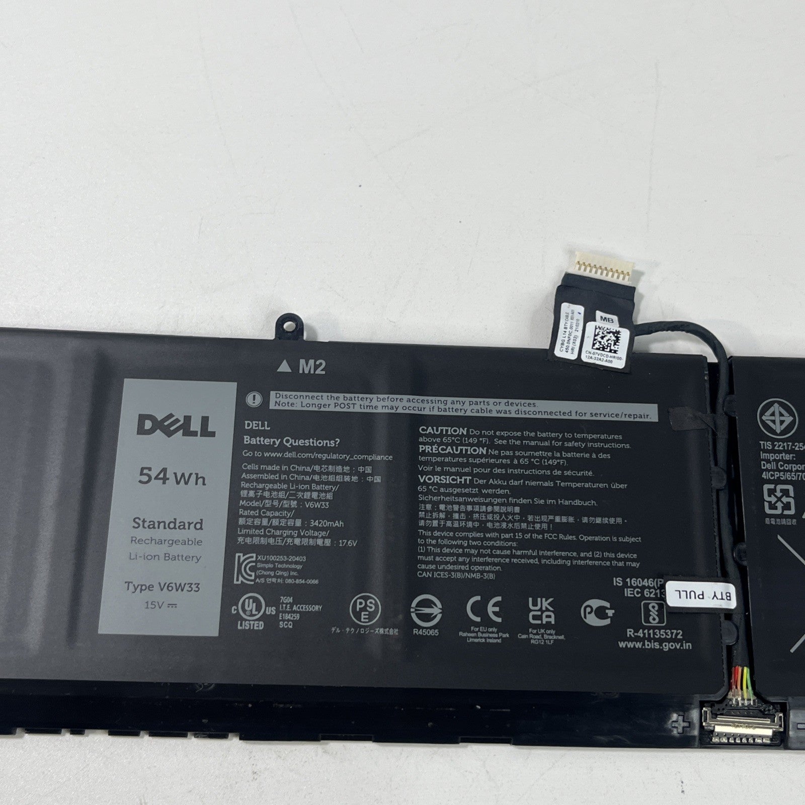 Genuine Dell Latitude 3520 Battery V6W33 Battery Health: Fair