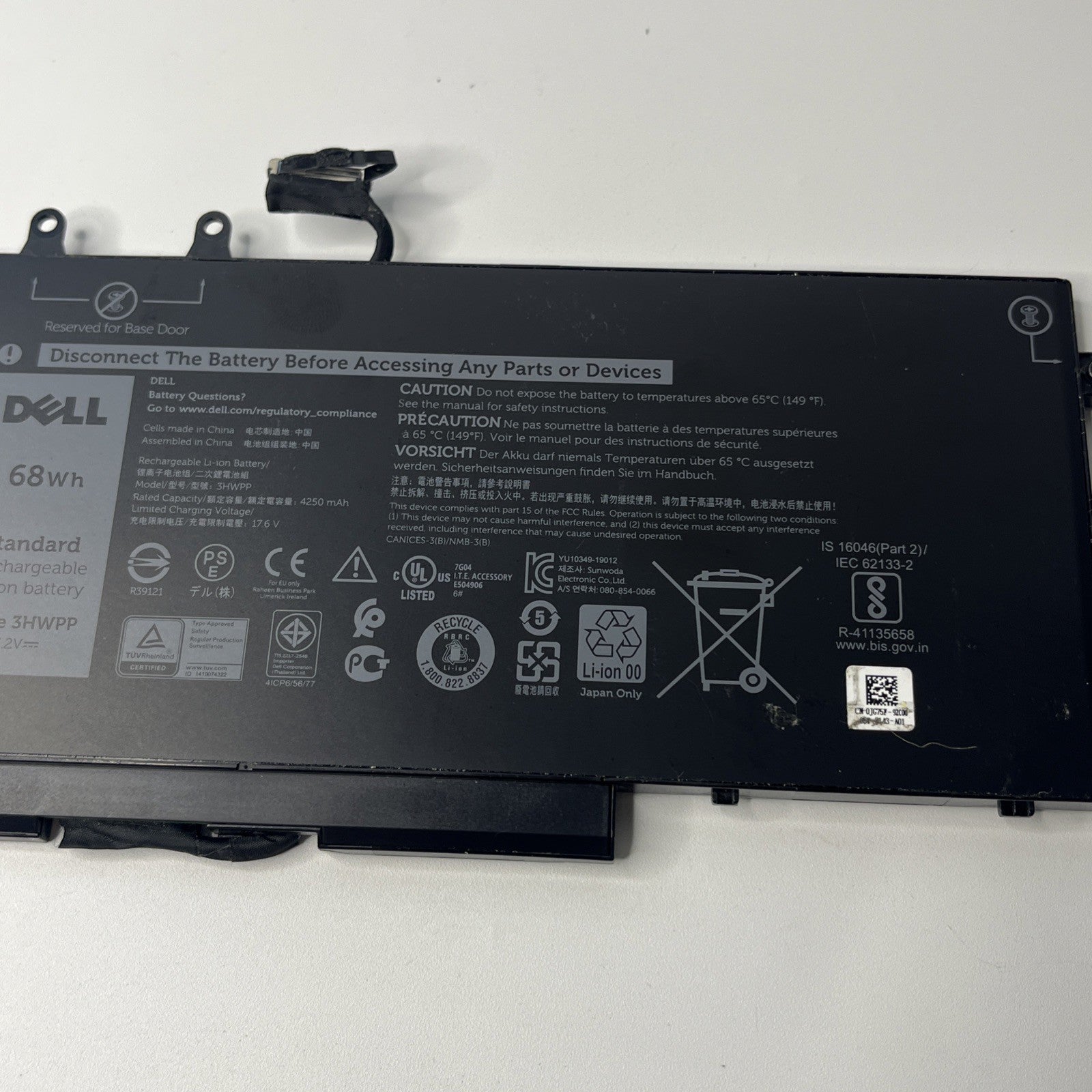Genuine Dell Latitude 5410 68Wh Lithium Ion Battery 3WHPP Poor Condition