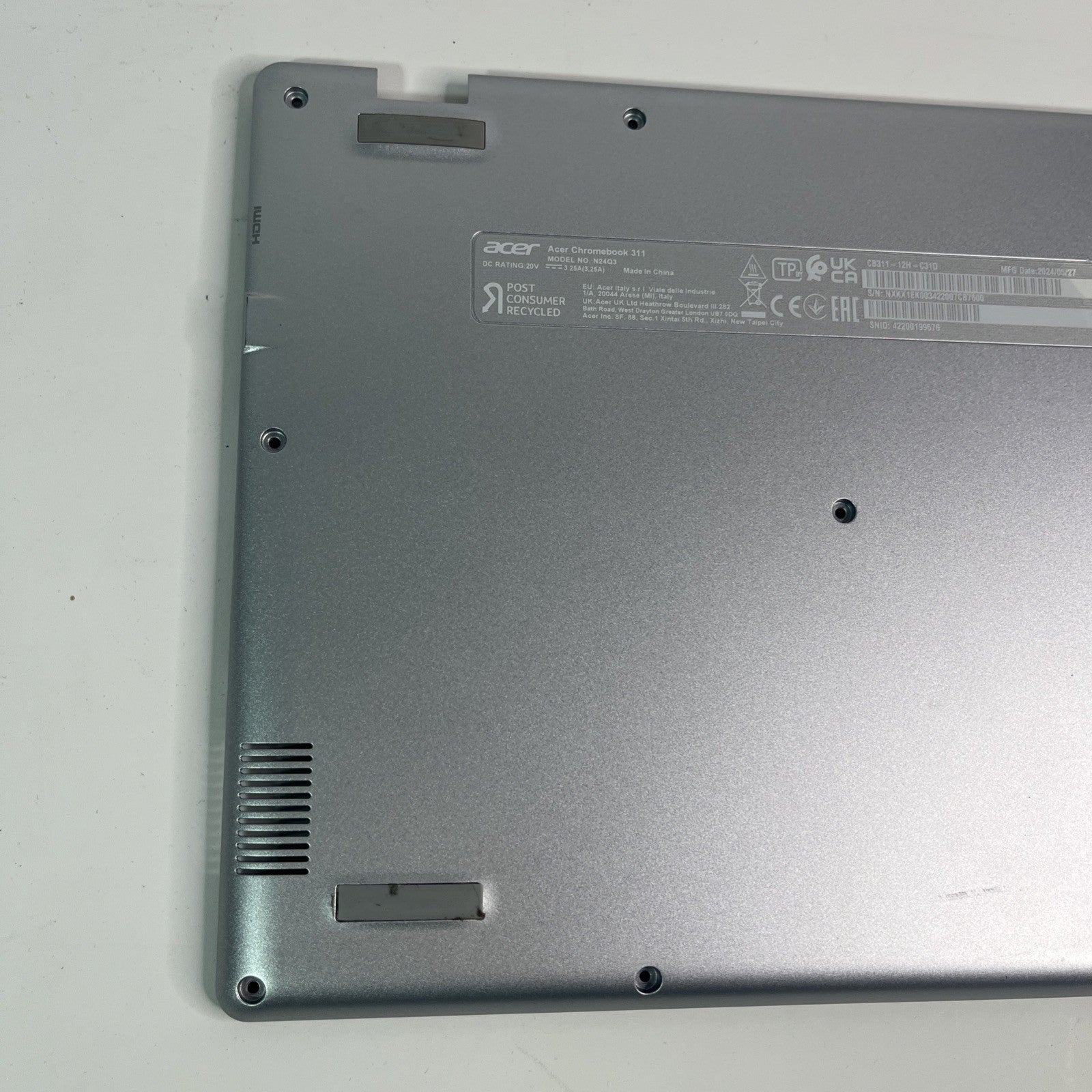 Genuine Silver  Acer Chromebook CB311-12H Bottom Base Cover Tfq3BZCJ