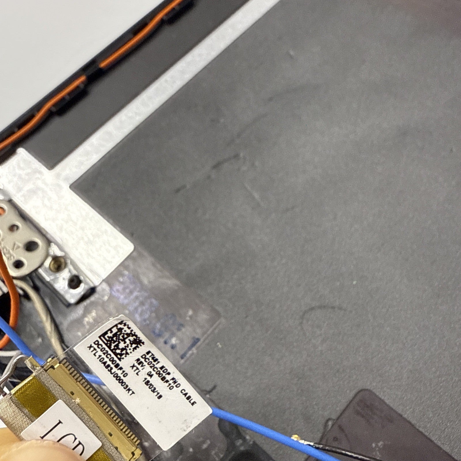 Lenovo ThinkPad T480s Series AQ16Q000600 Top Lid Cover, Cables, Hinges